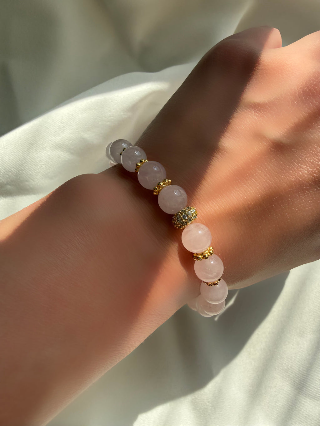 Pembe Kuvars Lastikli Bileklik