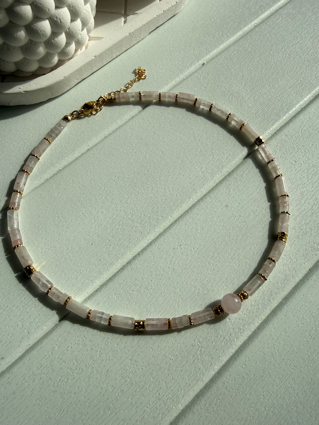 Pembe Kuvars choker Kolye