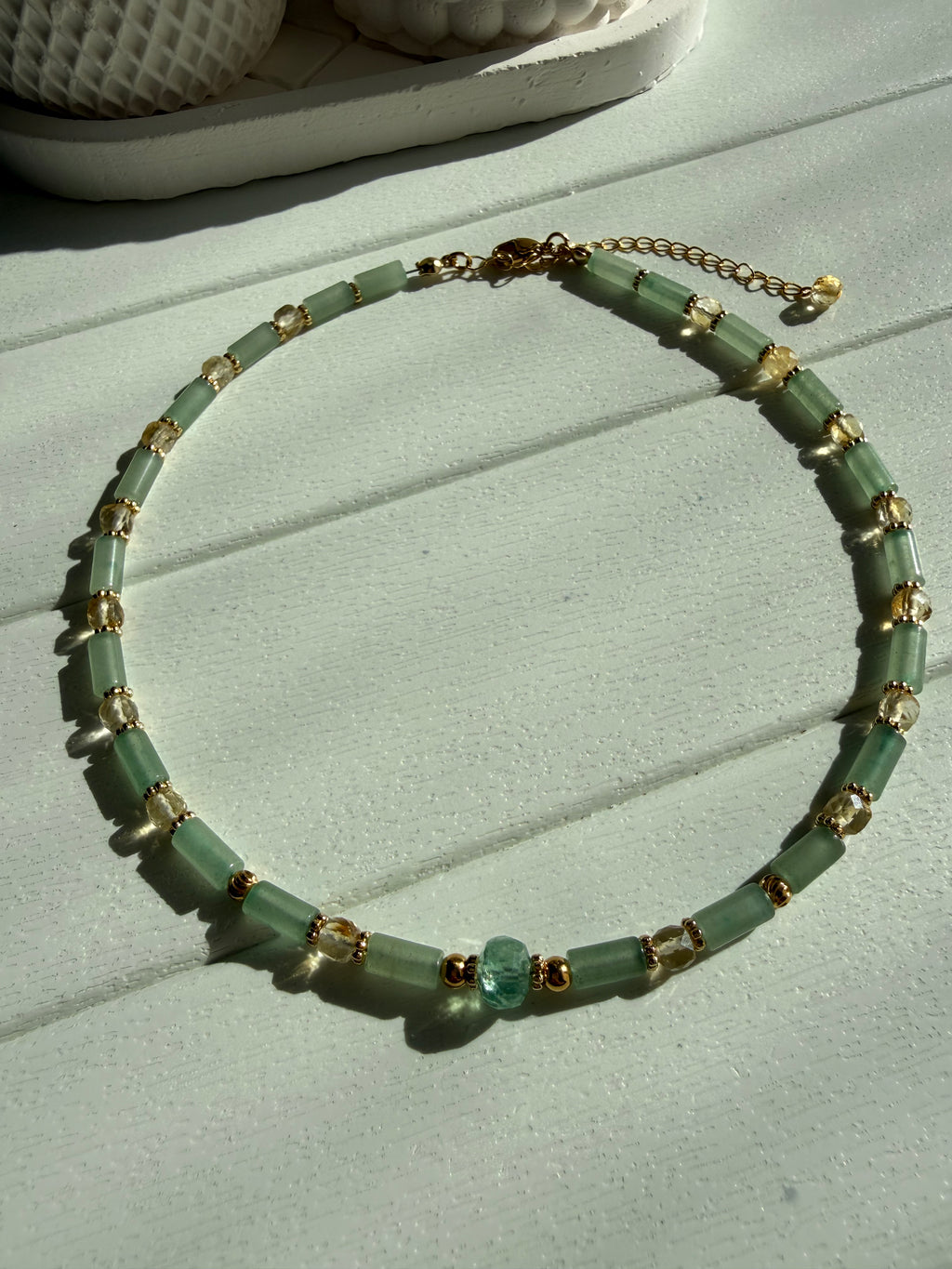 Aventurin ve Sitrin Taşı Kolye