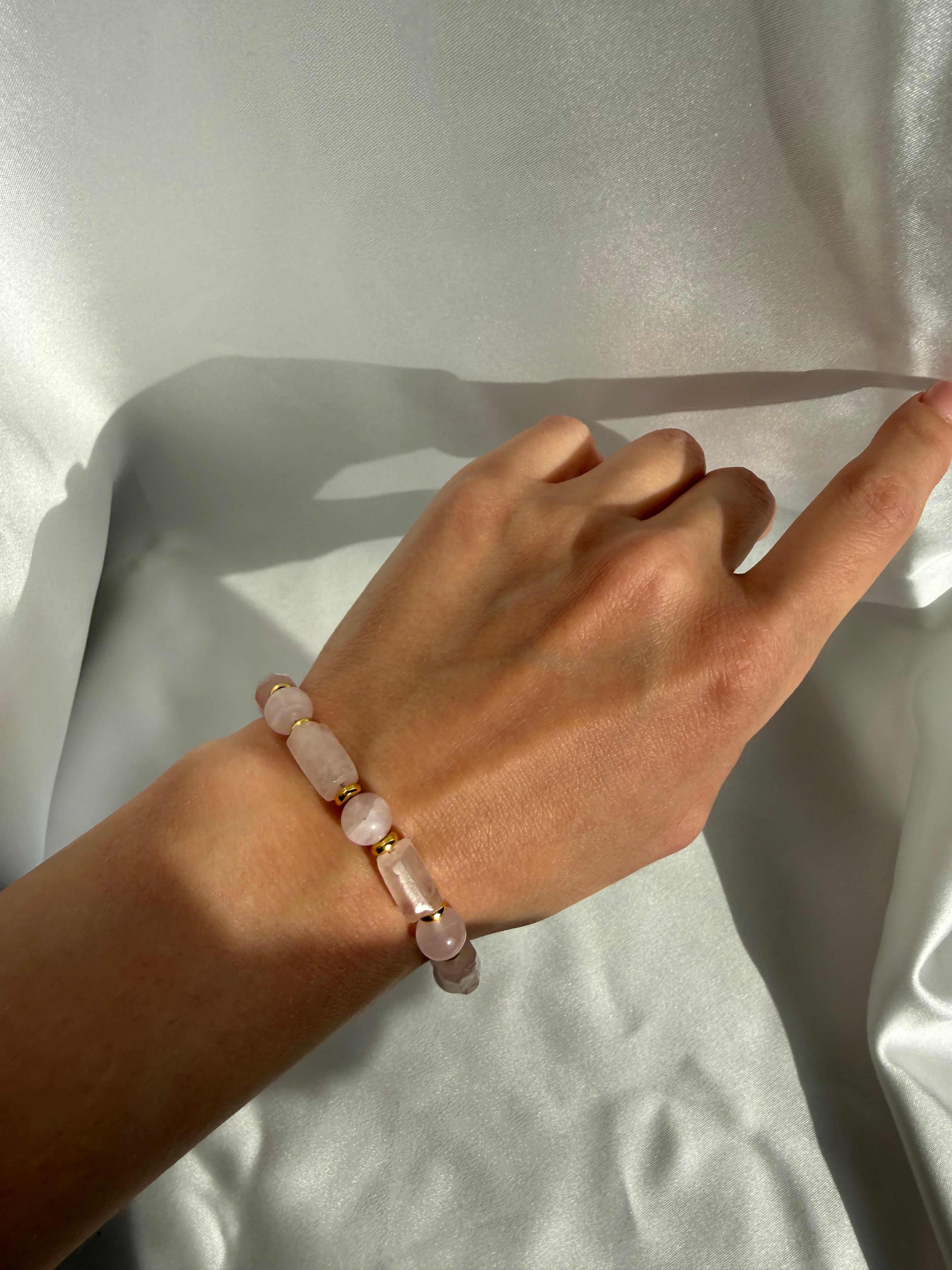 Pembe Kuvars Tokalı Bileklik