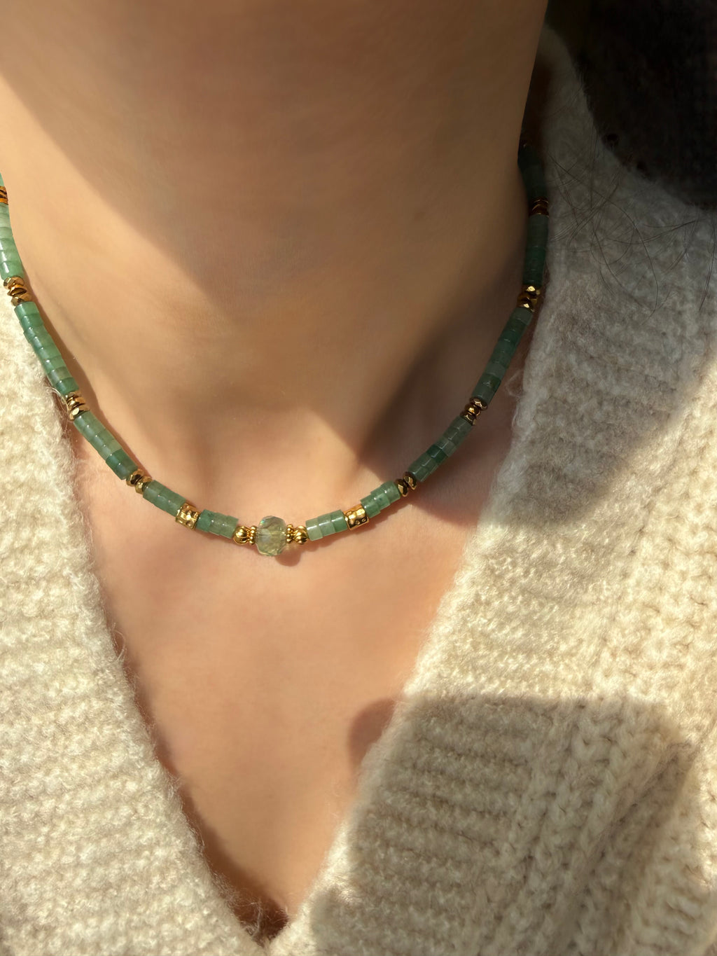 Aventurin-Florit Taşı Kolye