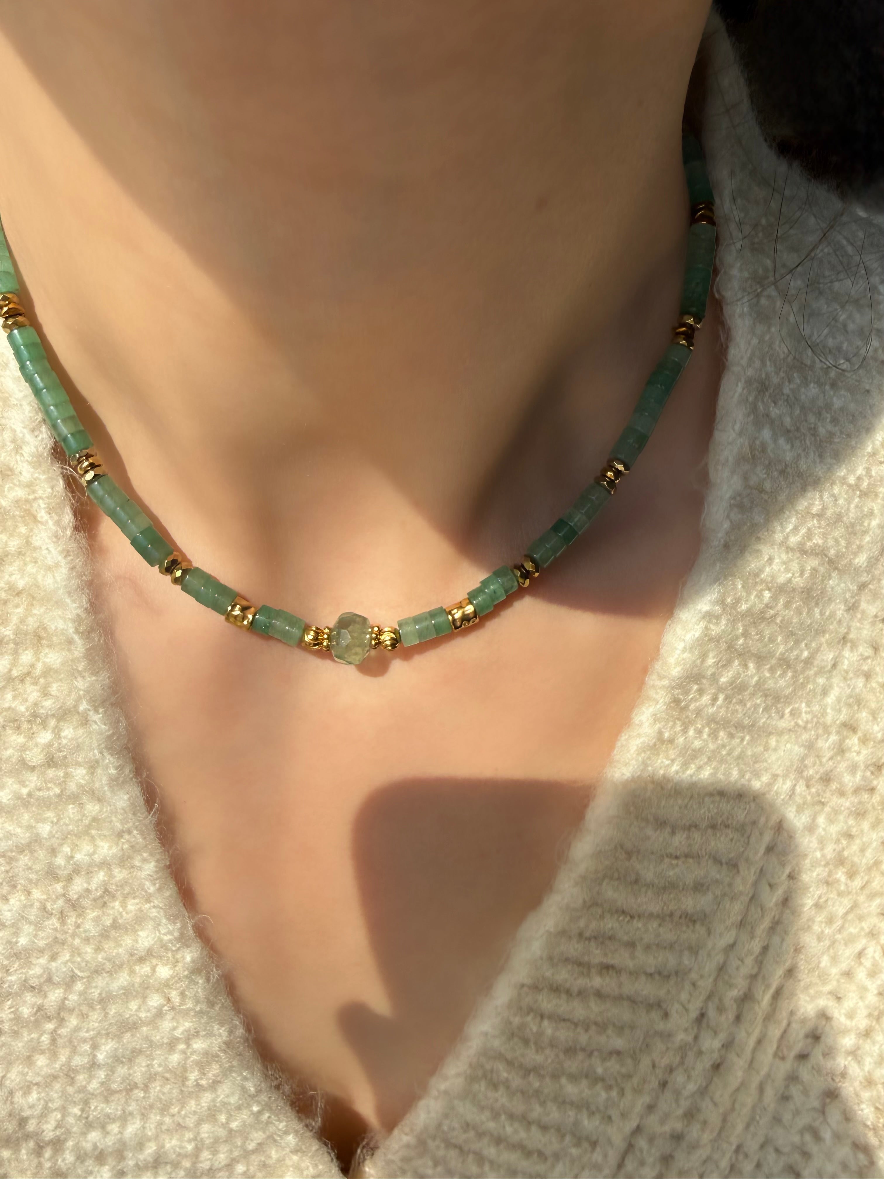 Aventurin-Florit Taşı Kolye