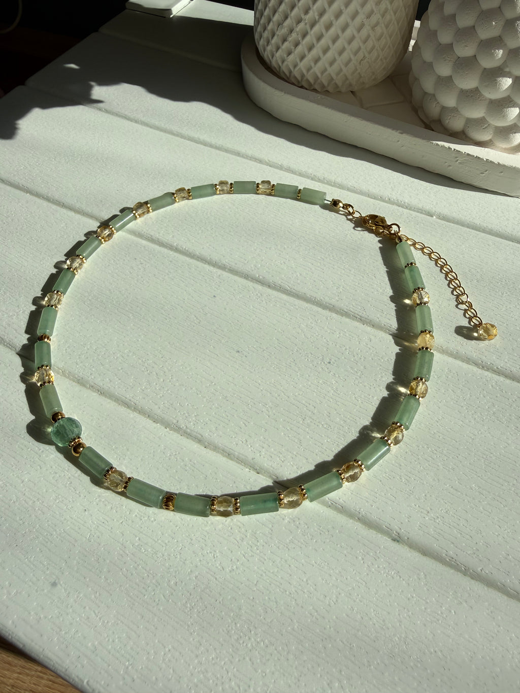 Aventurin ve Sitrin Taşı Kolye