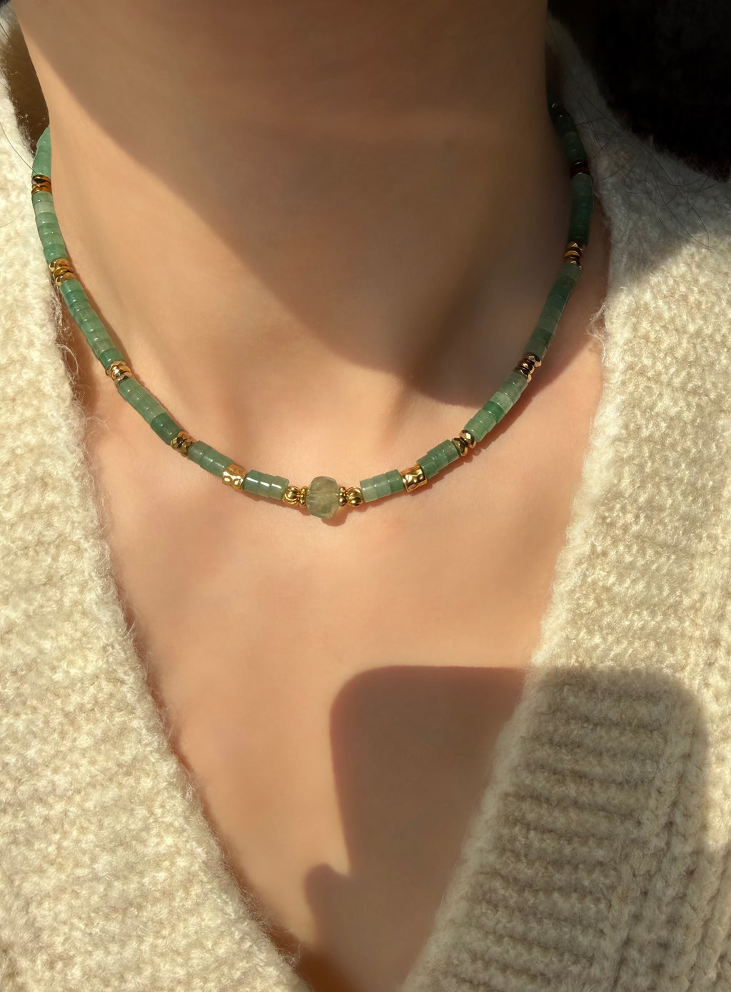 Aventurin-Florit Taşı Kolye