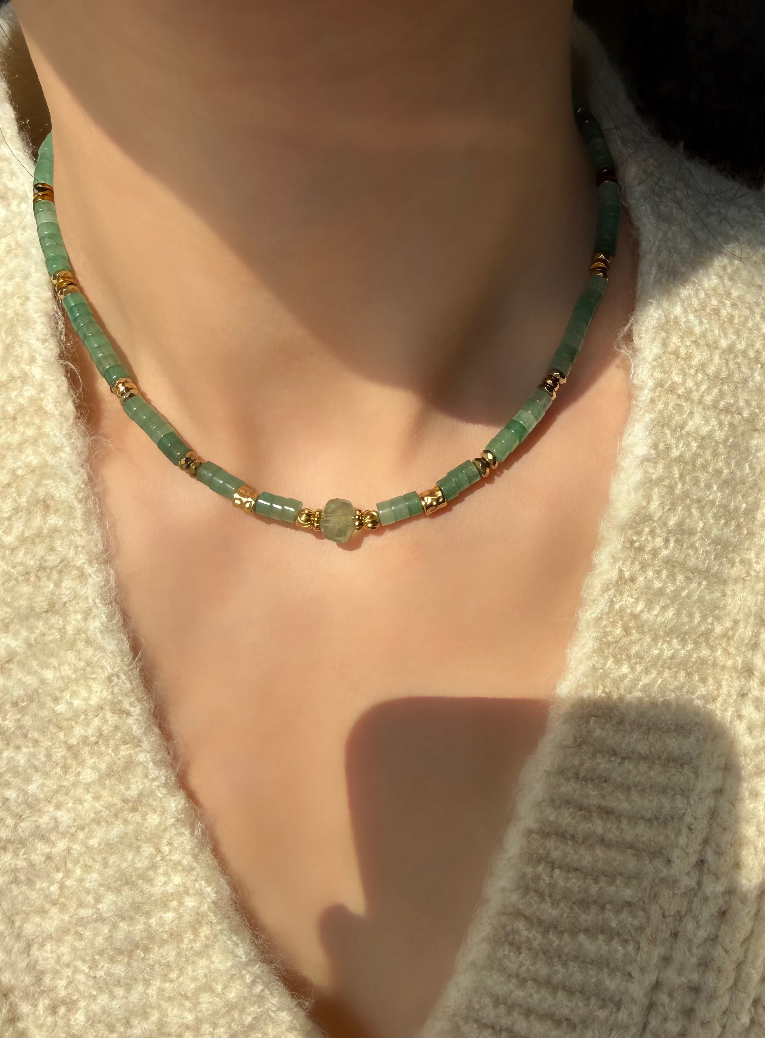 Aventurin-Florit Taşı Kolye