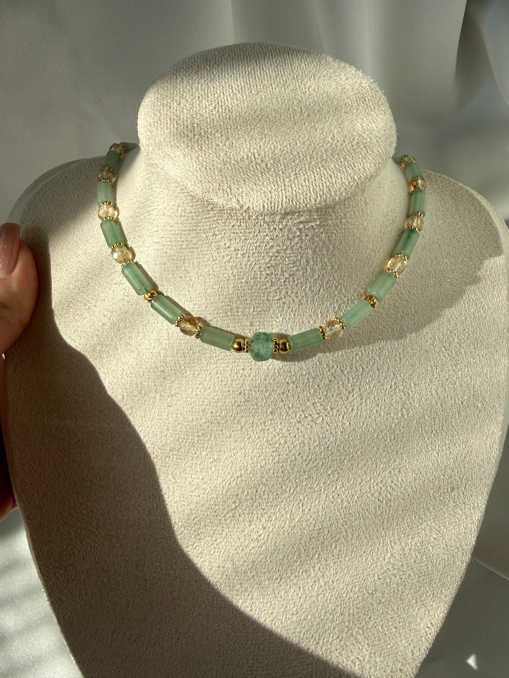 Aventurin ve Sitrin Taşı Kolye