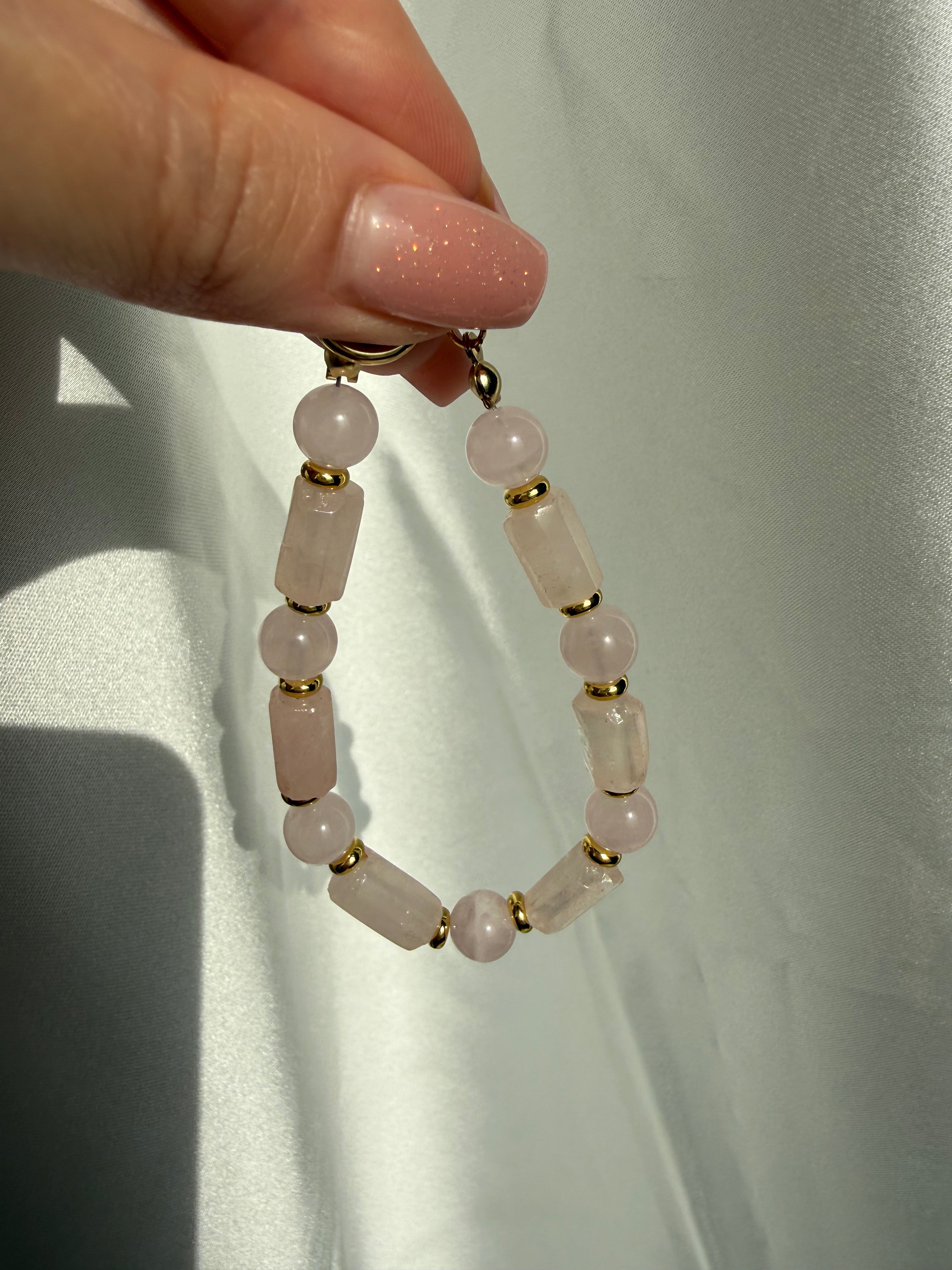 Pembe Kuvars Tokalı Bileklik