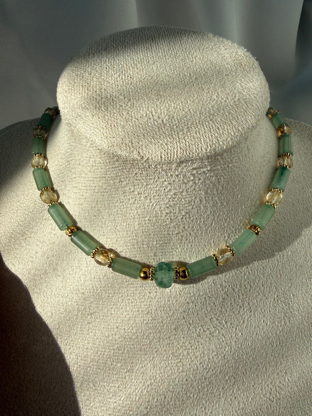 Aventurin ve Sitrin Taşı Kolye