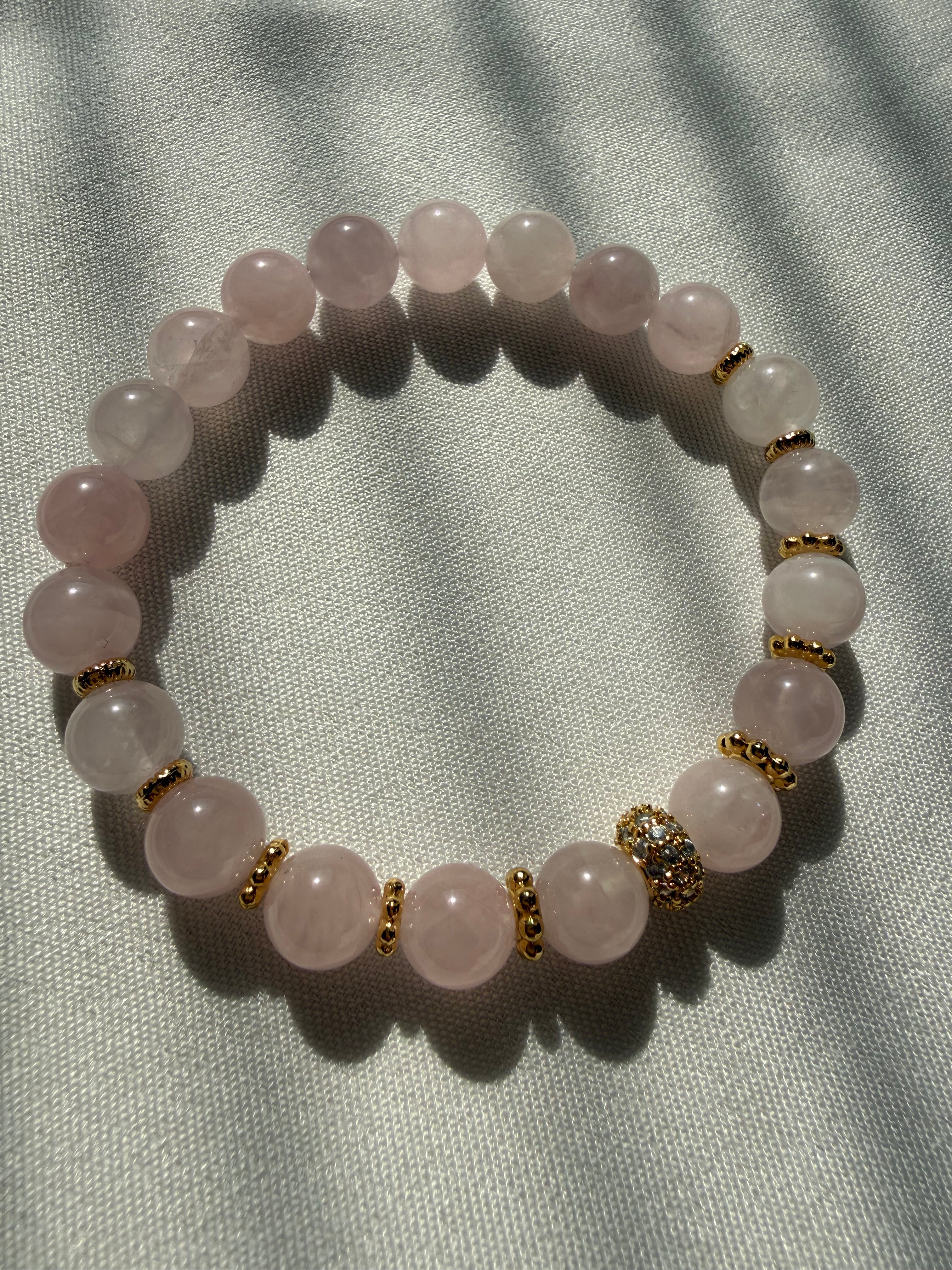 Pembe Kuvars Lastikli Bileklik