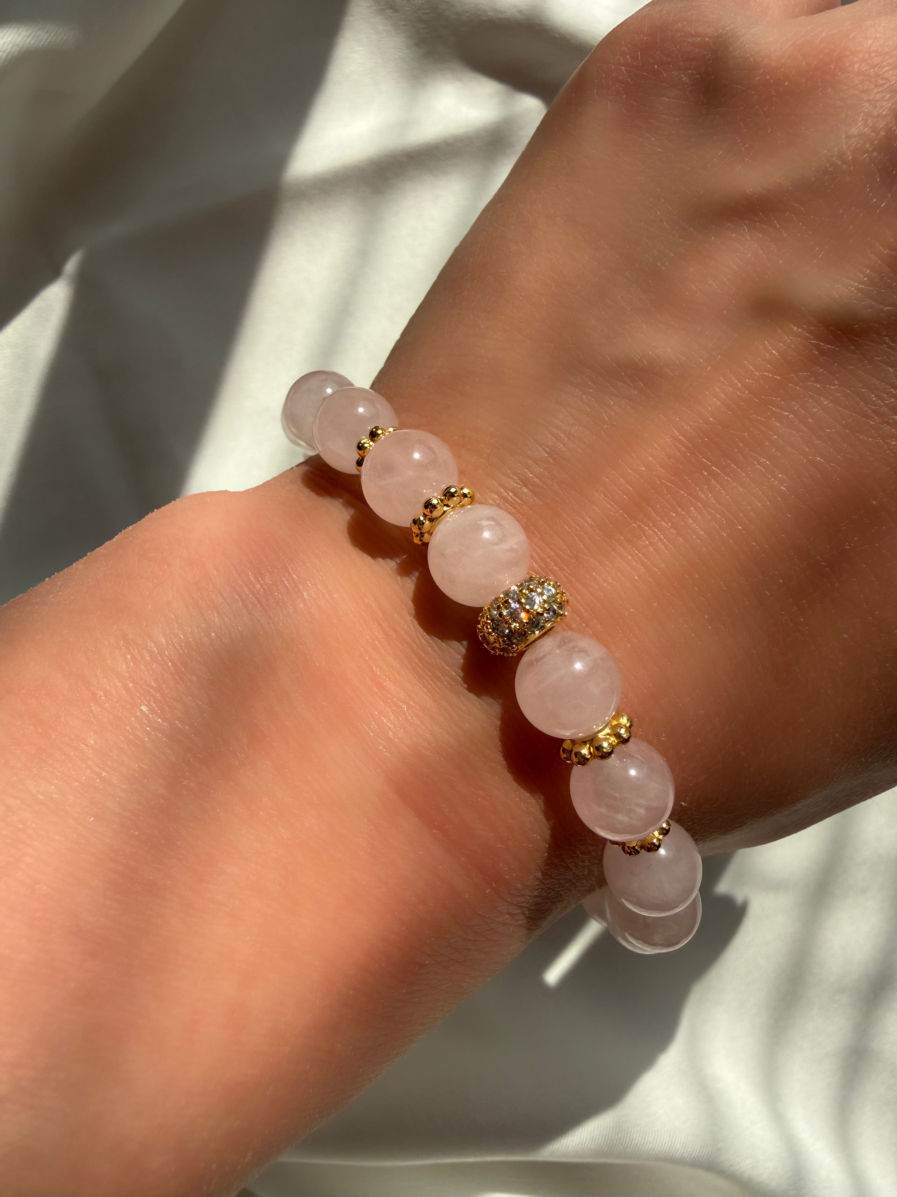 Pembe Kuvars Lastikli Bileklik