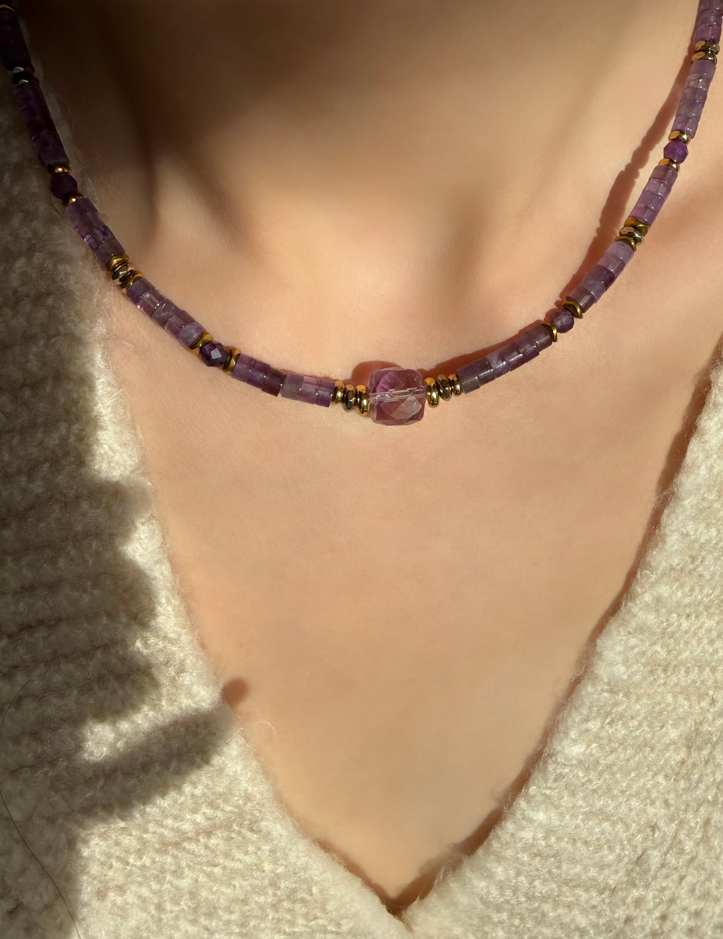 Ametist taşlı kolye