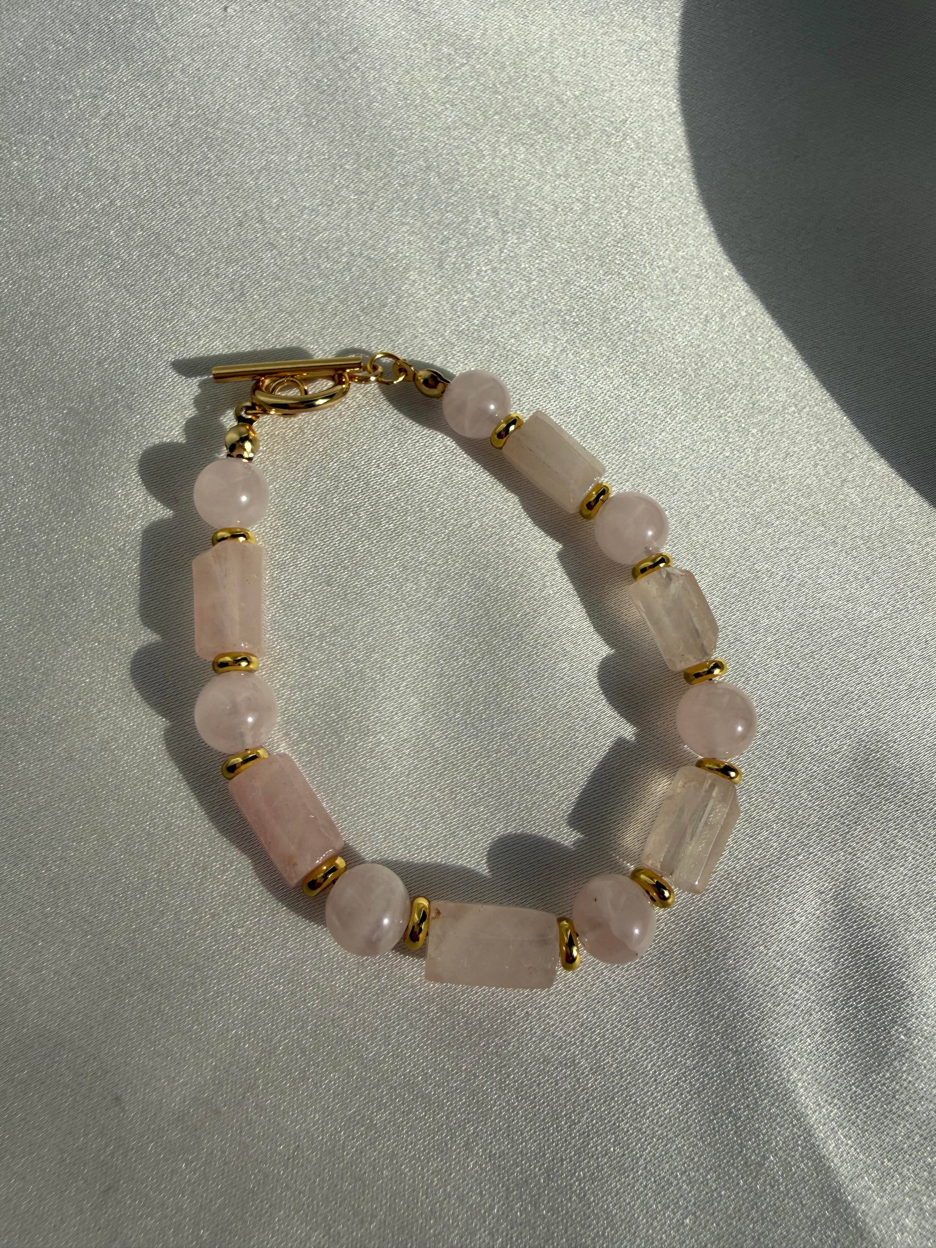 Pembe Kuvars Tokalı Bileklik