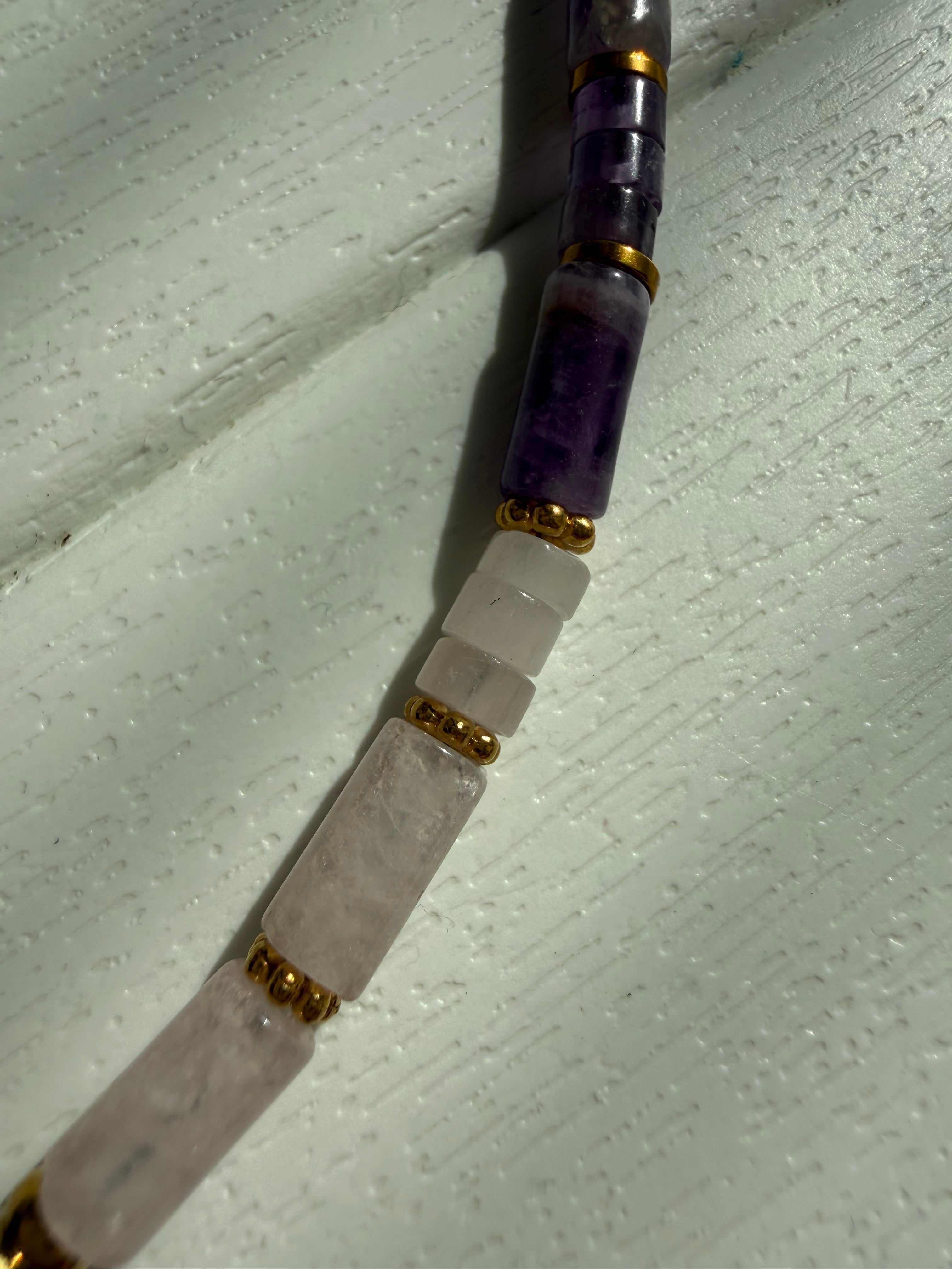 Ametist-Lal-Pembe Kuvars Kolye