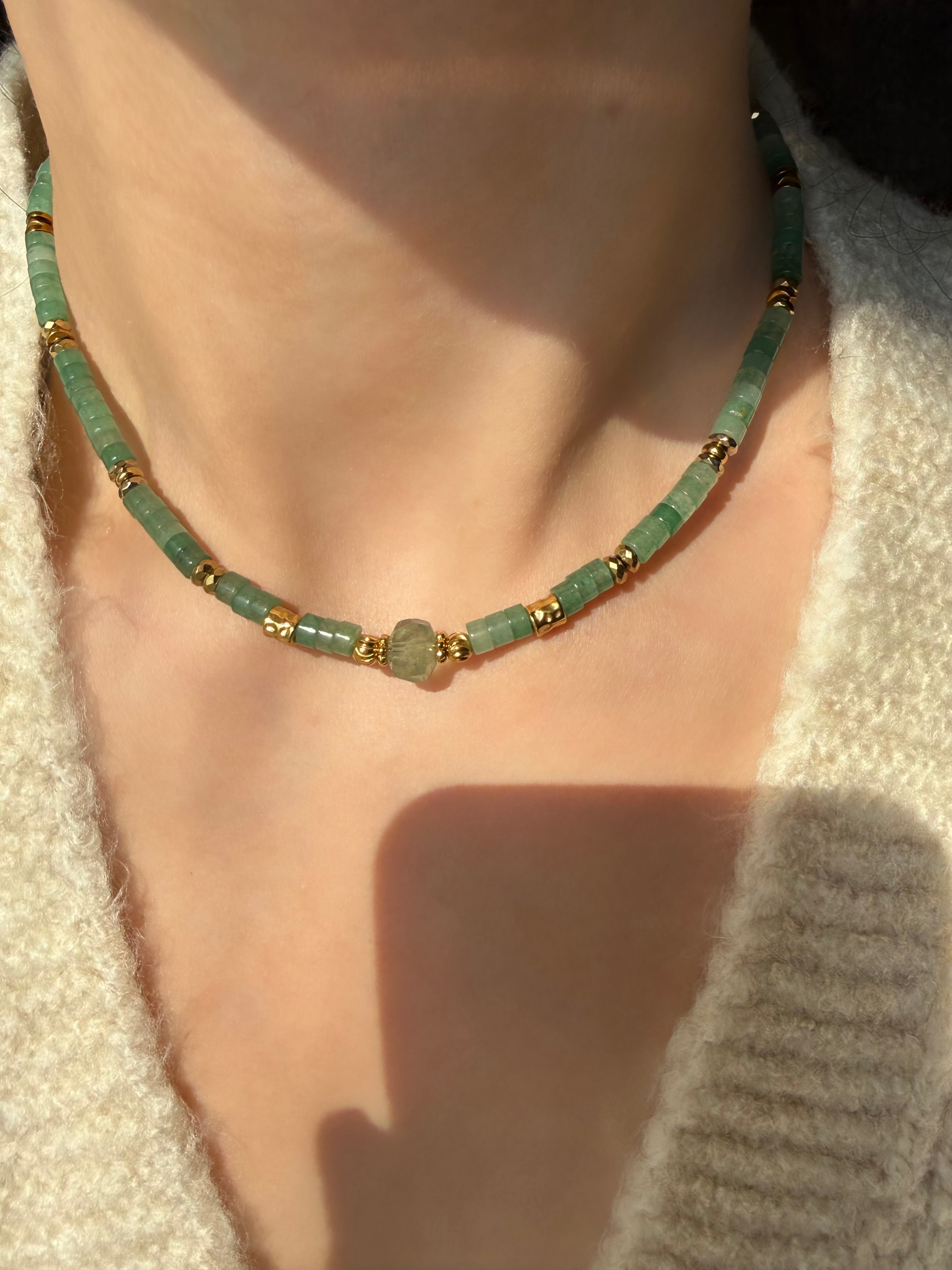 Aventurin-Florit Taşı Kolye