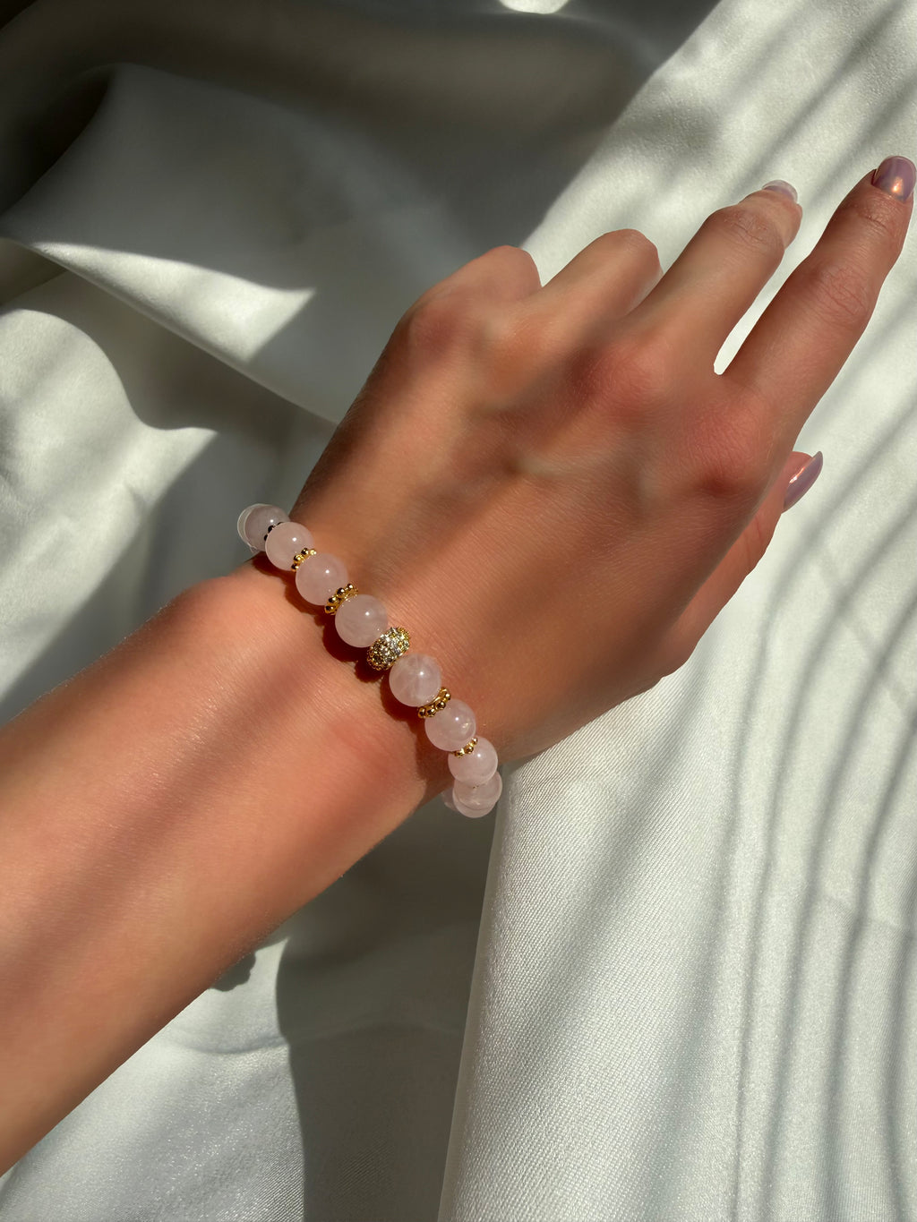 Pembe Kuvars Lastikli Bileklik