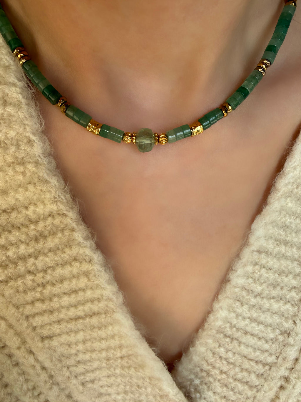 Aventurin-Florit Taşı Kolye