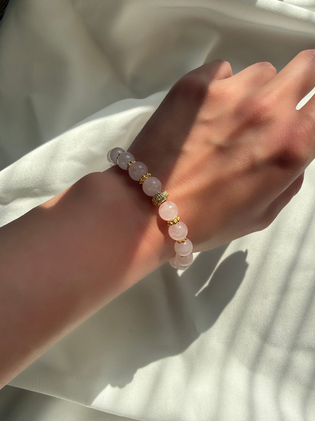 Pembe Kuvars Lastikli Bileklik