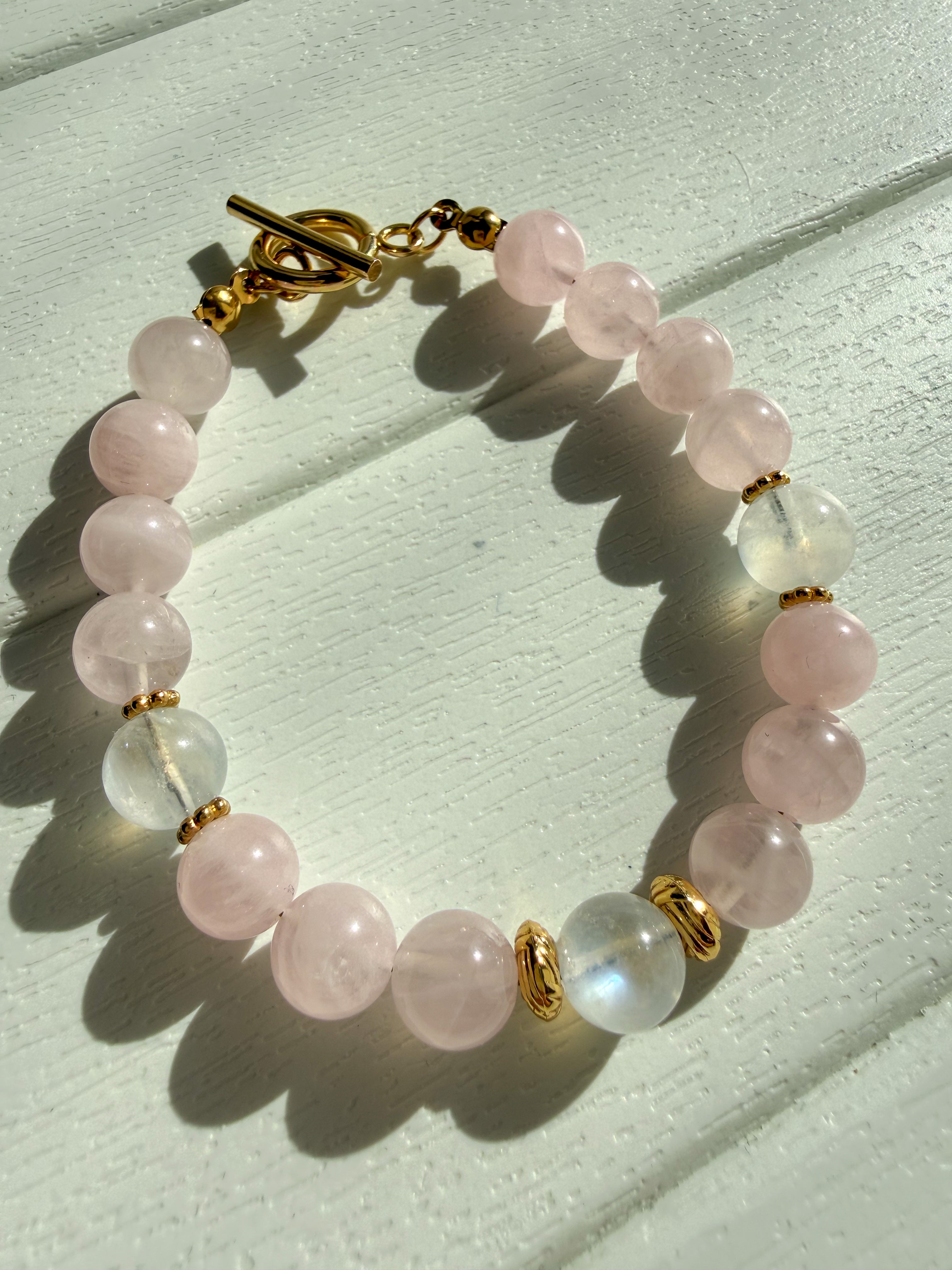 Pembe Kuvars ve Ay Taşı Bileklik