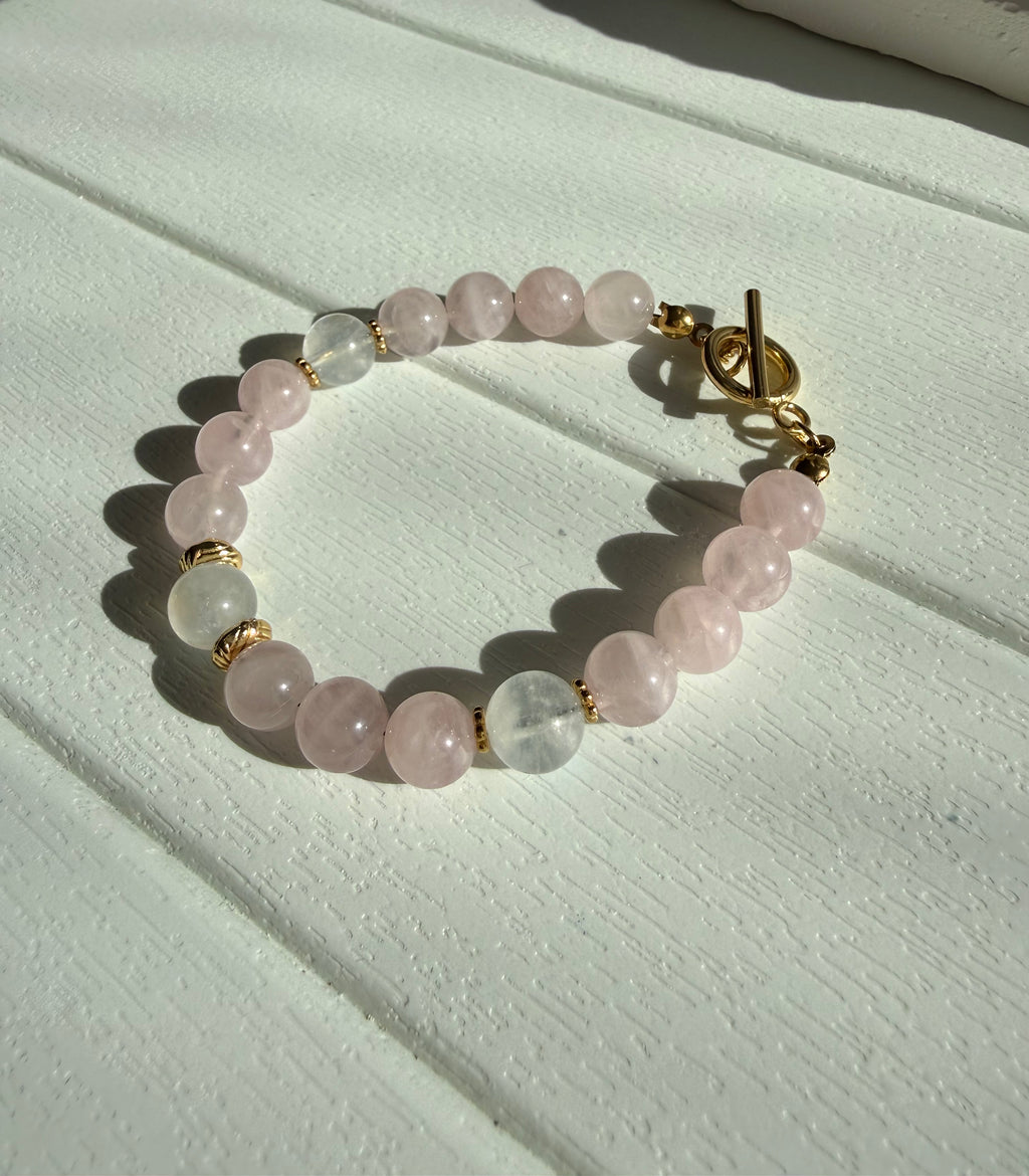 Pembe Kuvars ve Ay Taşı Bileklik