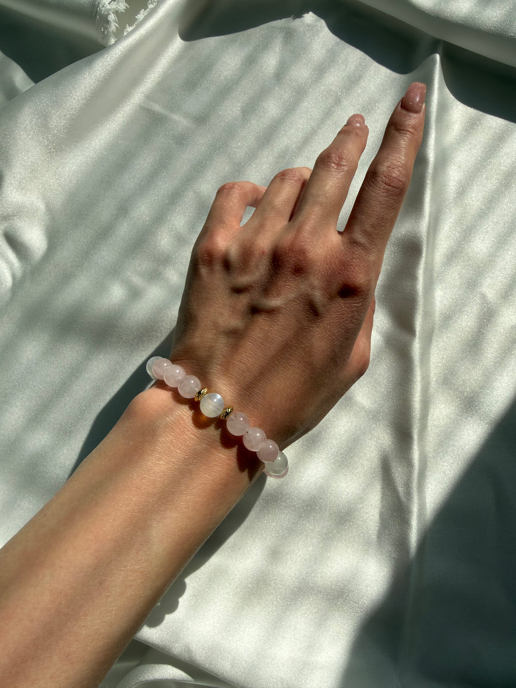 Pembe Kuvars ve Ay Taşı Bileklik