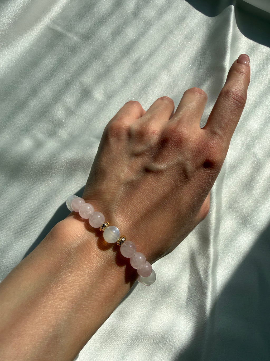 Pembe Kuvars ve Ay Taşı Bileklik