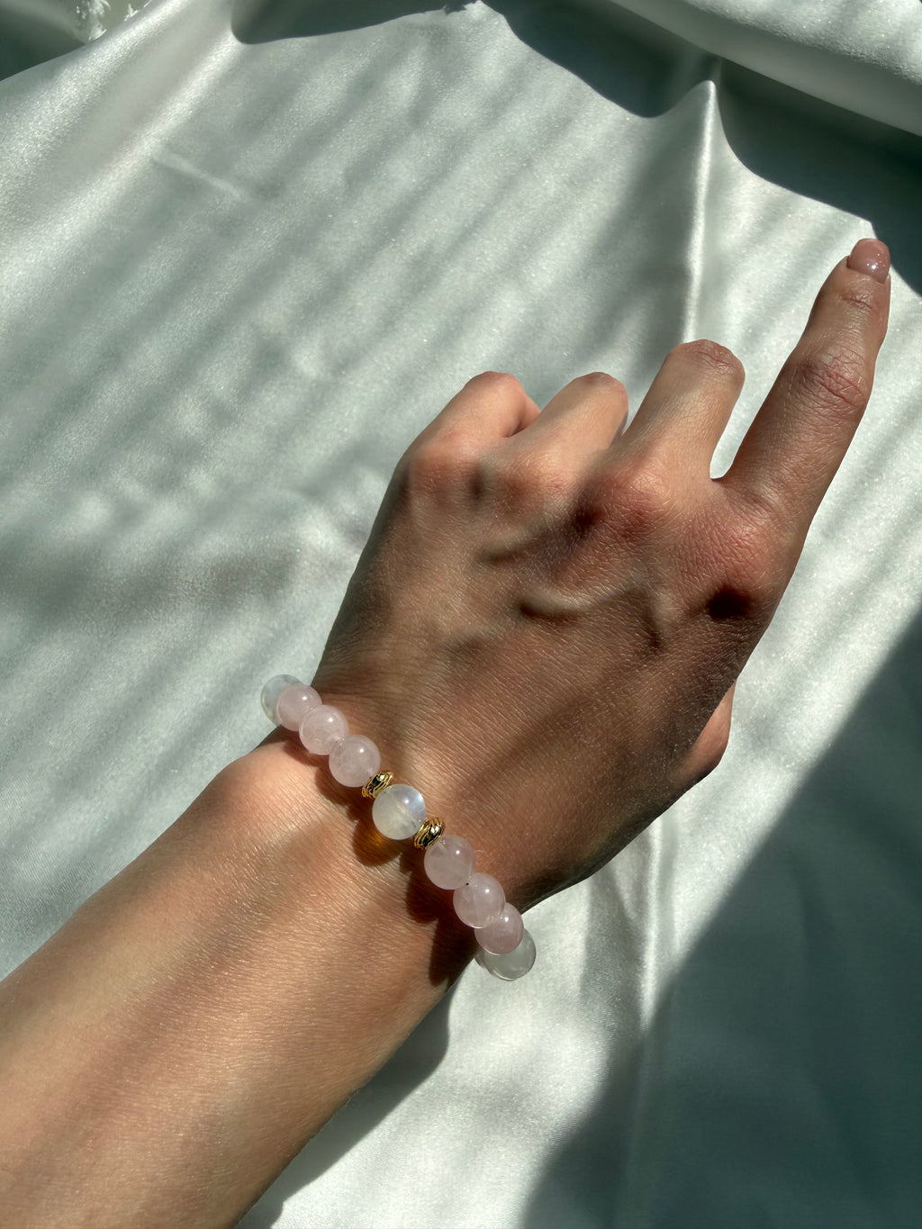 Pembe Kuvars ve Ay Taşı Bileklik