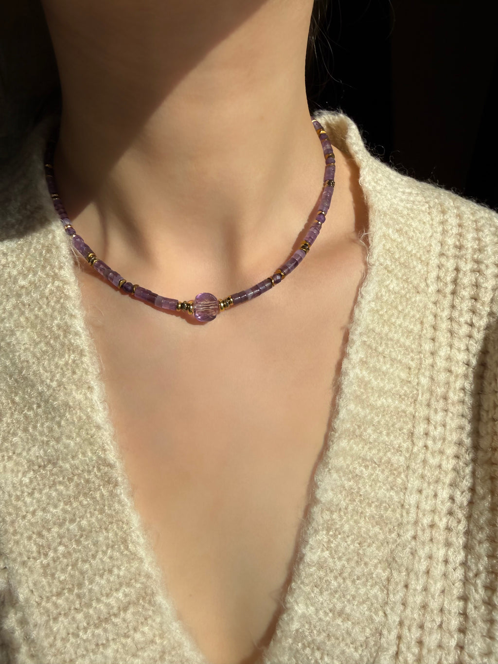 Ametist taşlı kolye