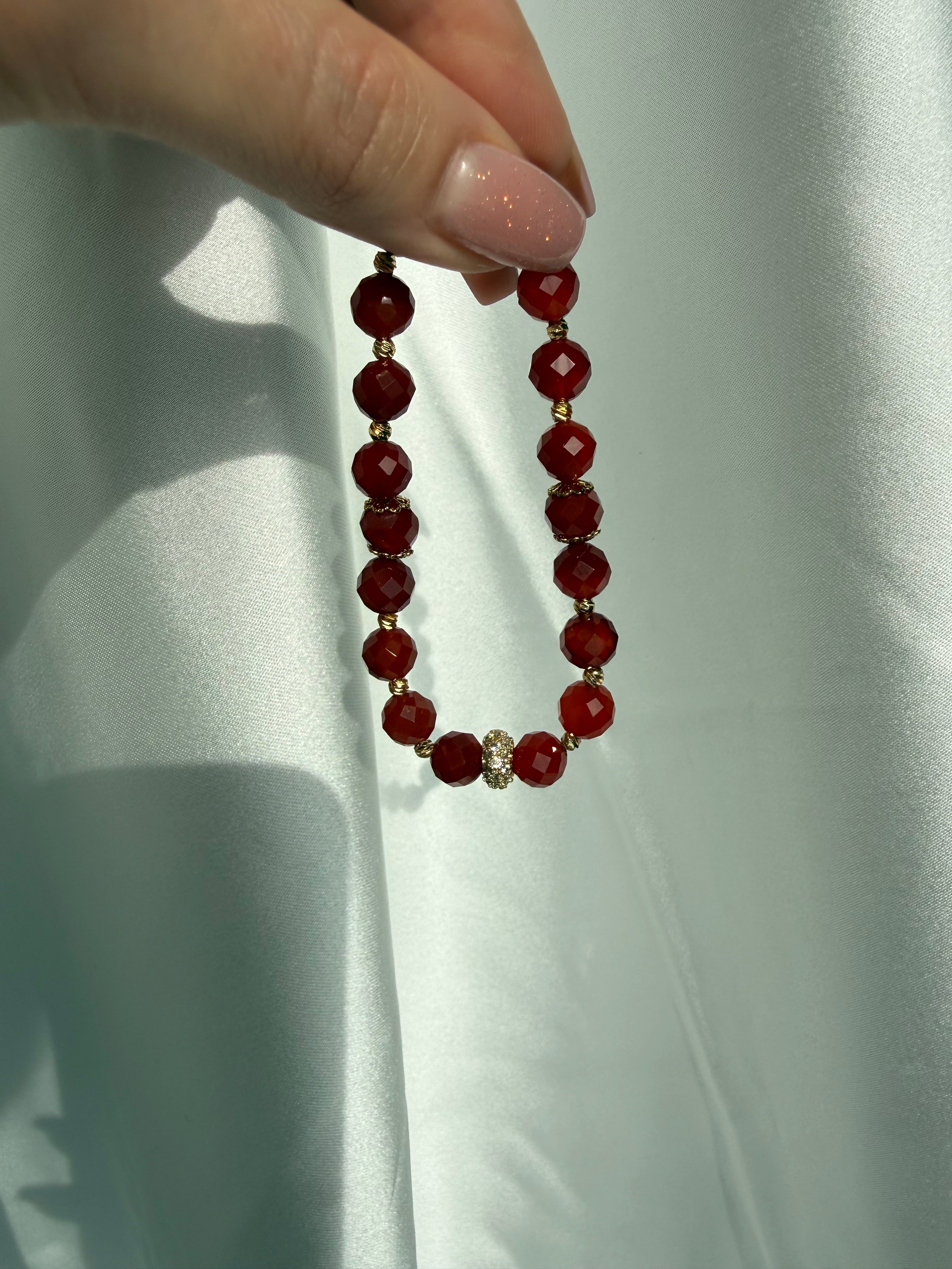 Karnelyan Akik Lastikli Bileklik