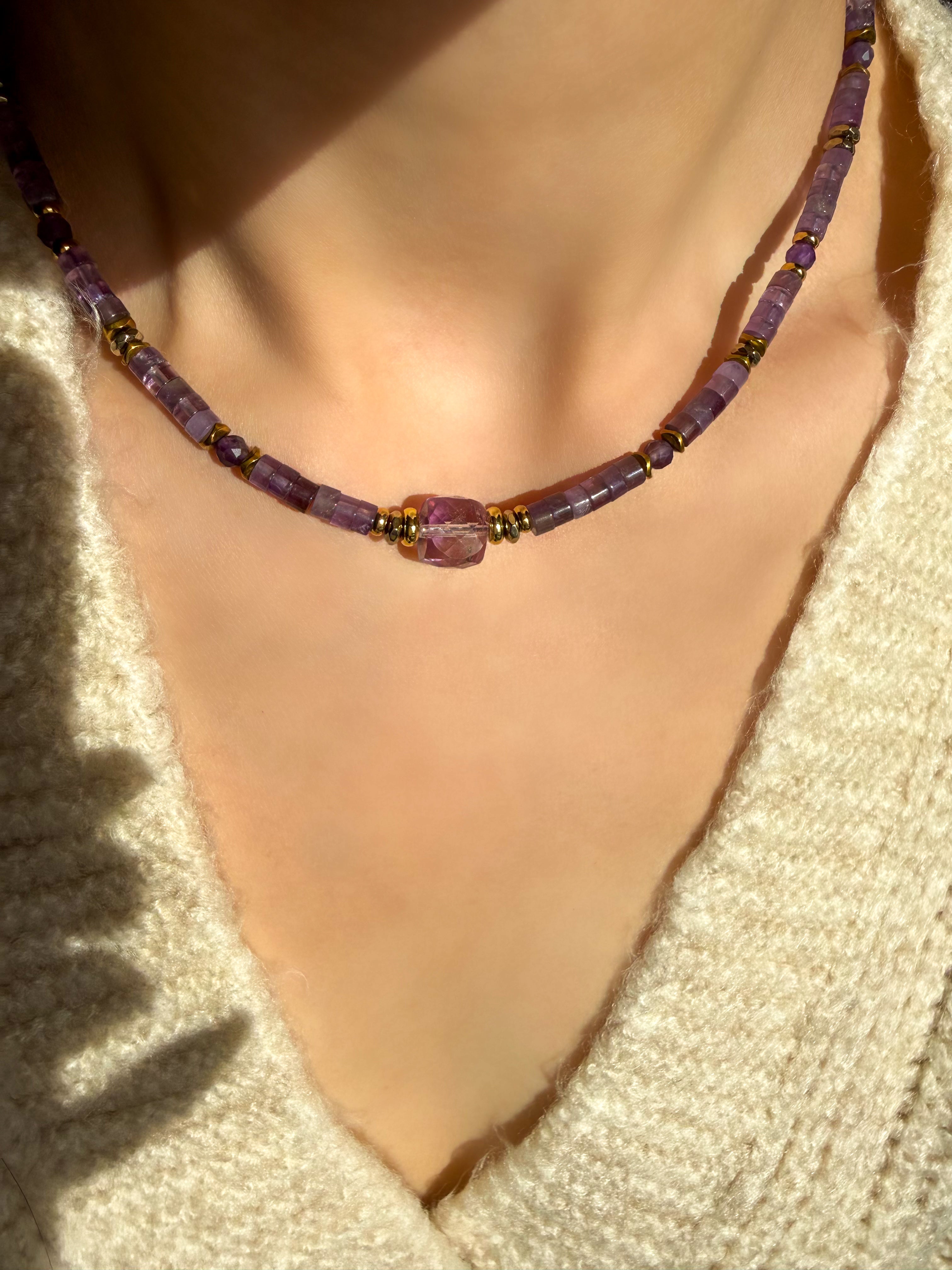 Ametist taşlı kolye