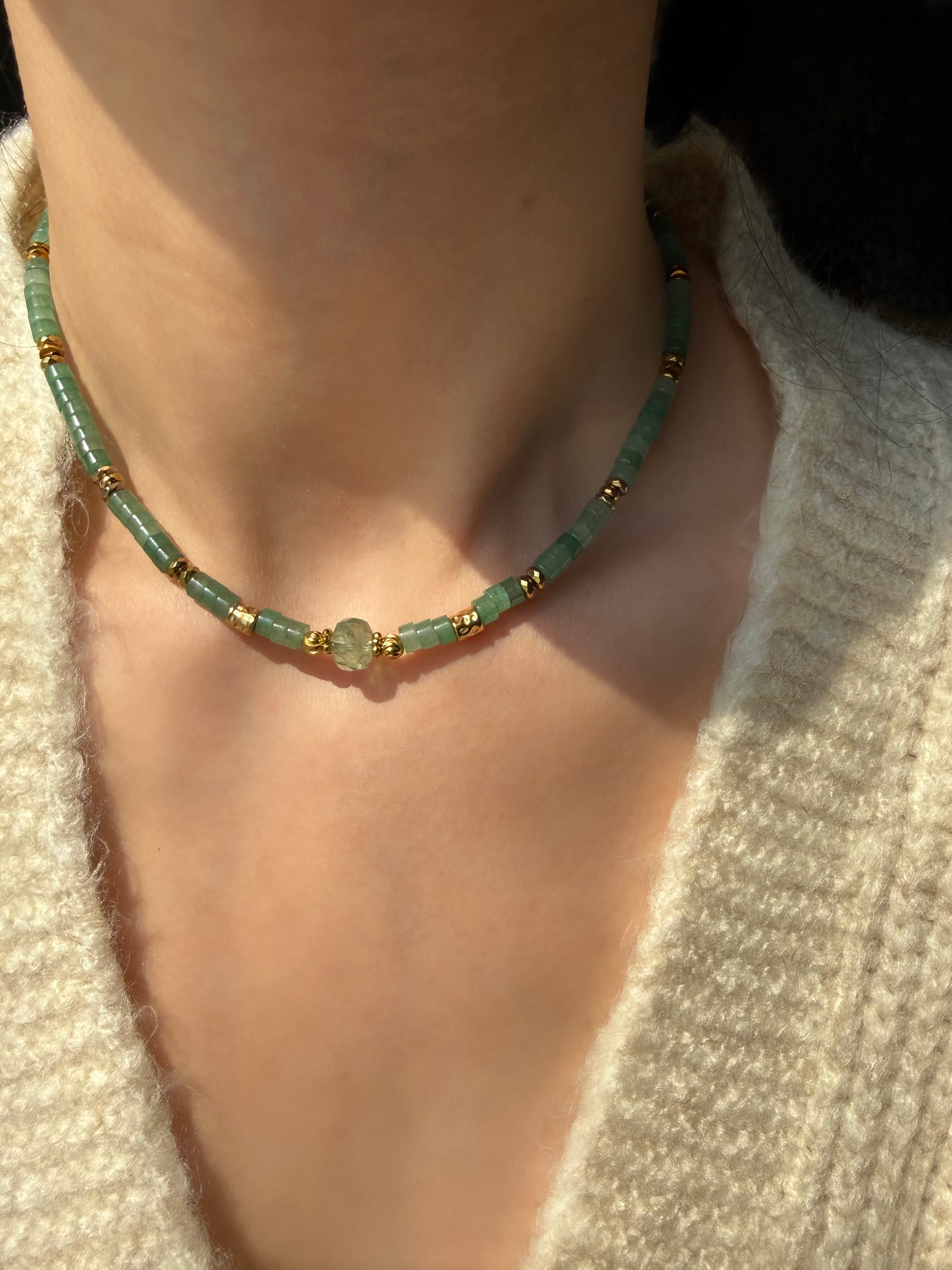 Aventurin-Florit Taşı Kolye