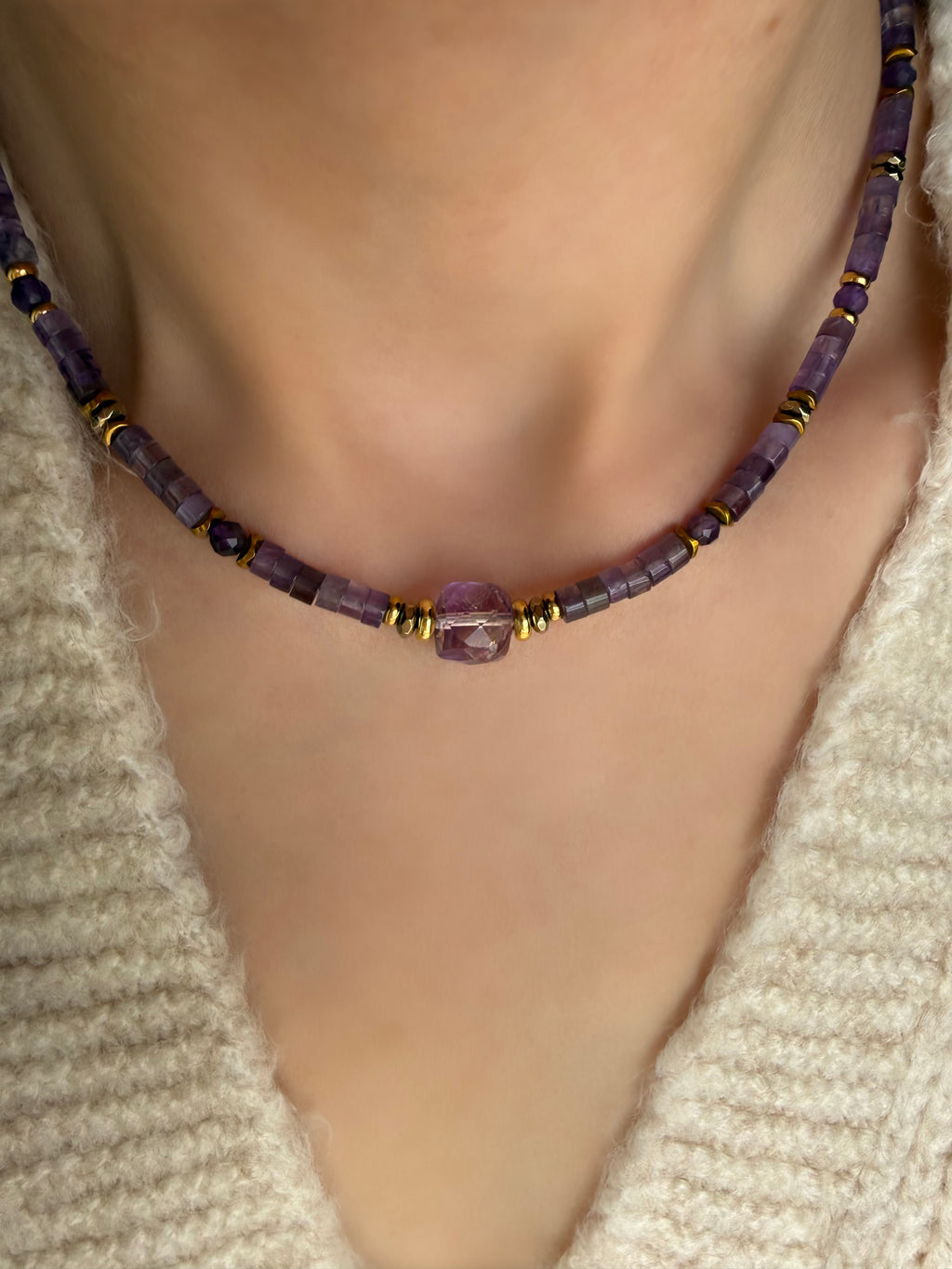 Ametist taşlı kolye