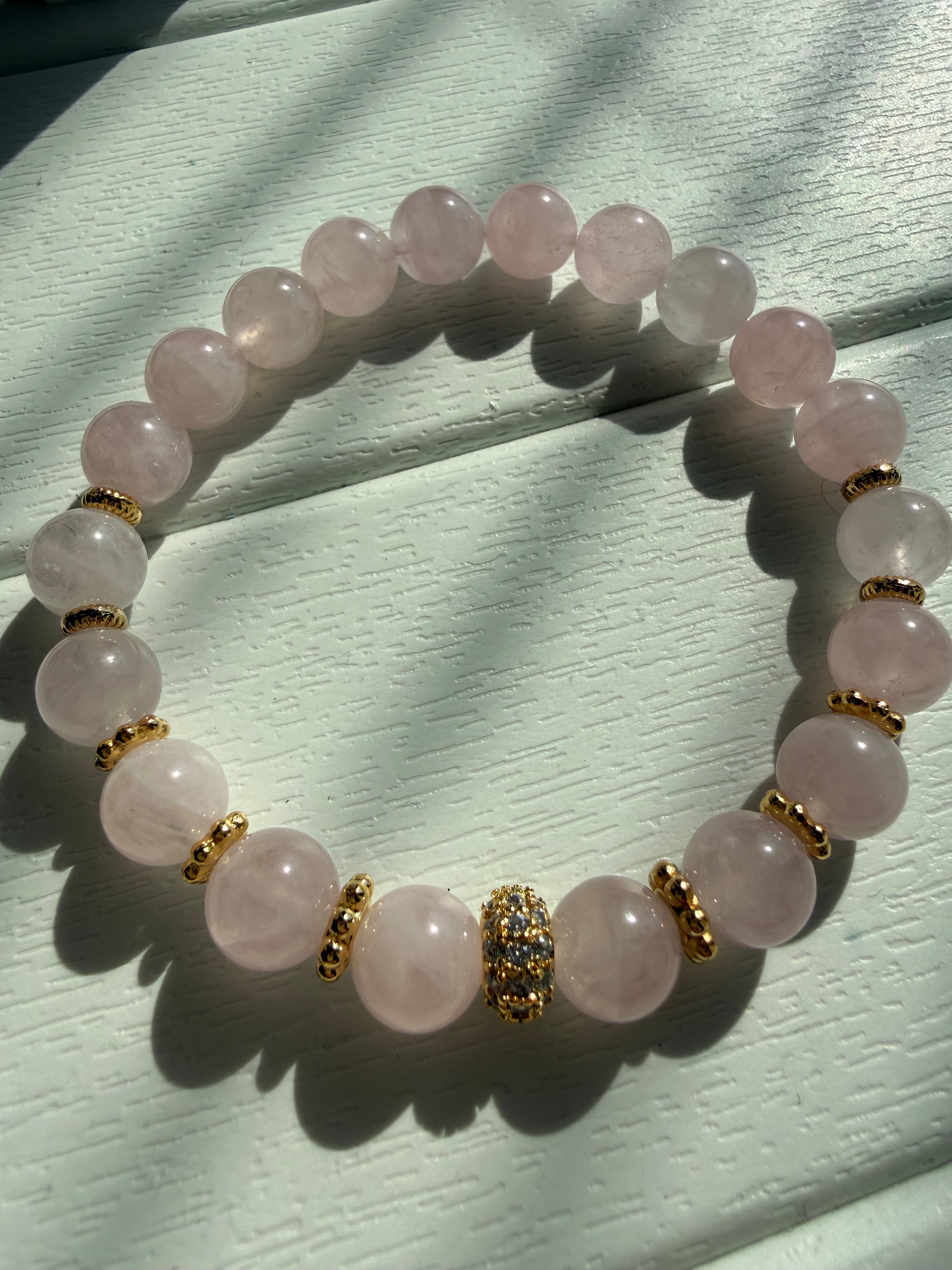 Pembe Kuvars Lastikli Bileklik