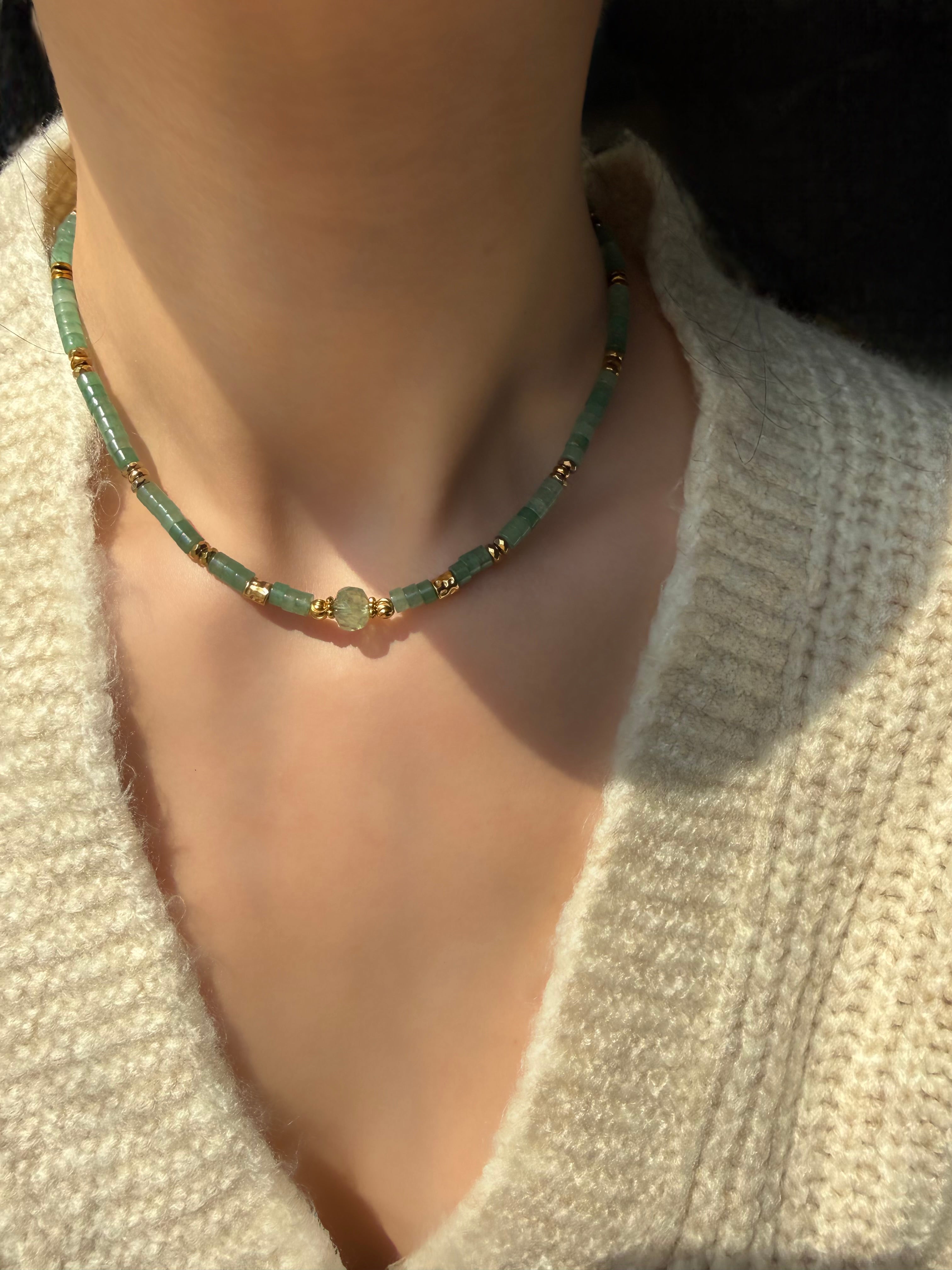 Aventurin-Florit Taşı Kolye