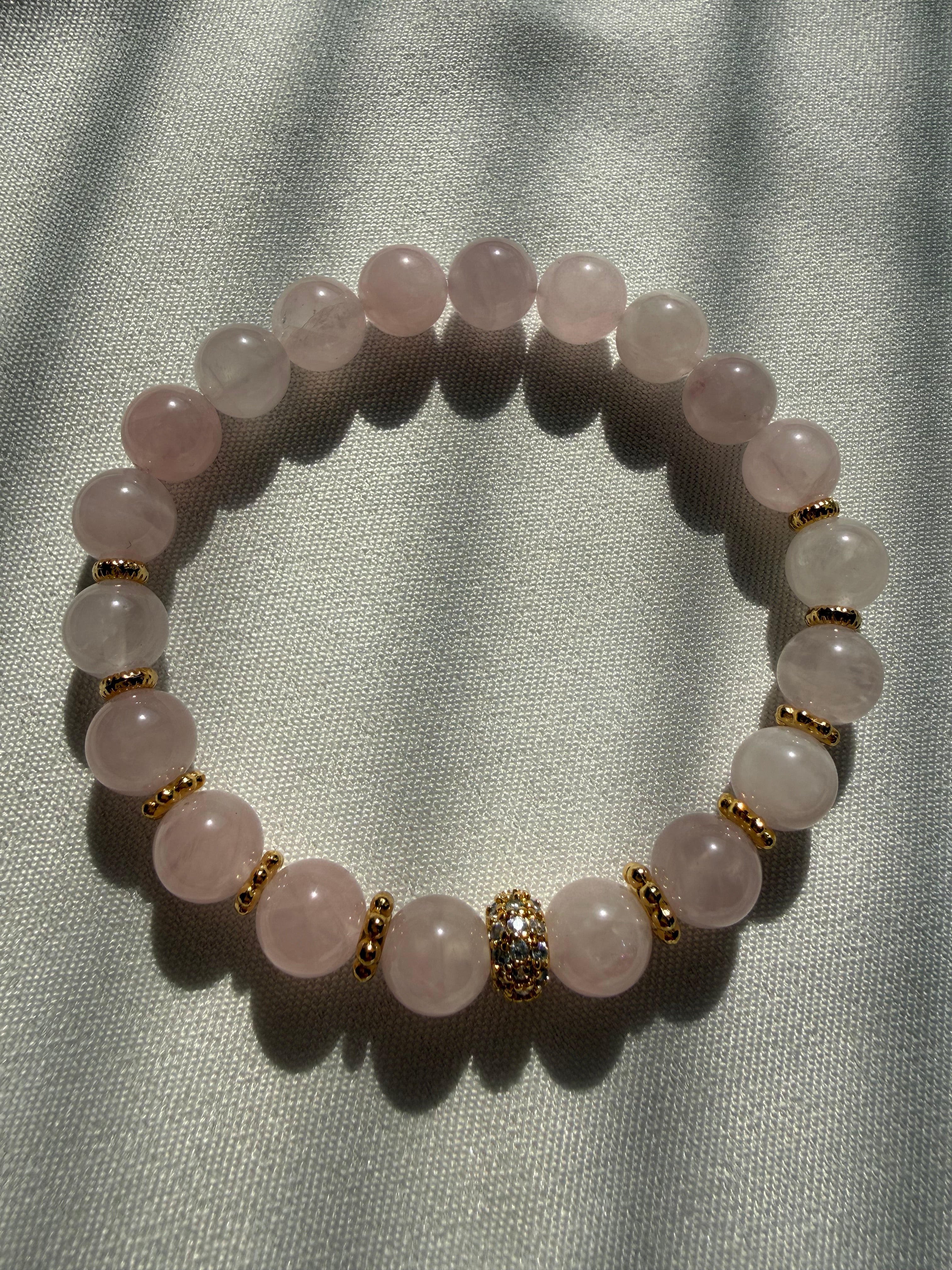 Pembe Kuvars Lastikli Bileklik