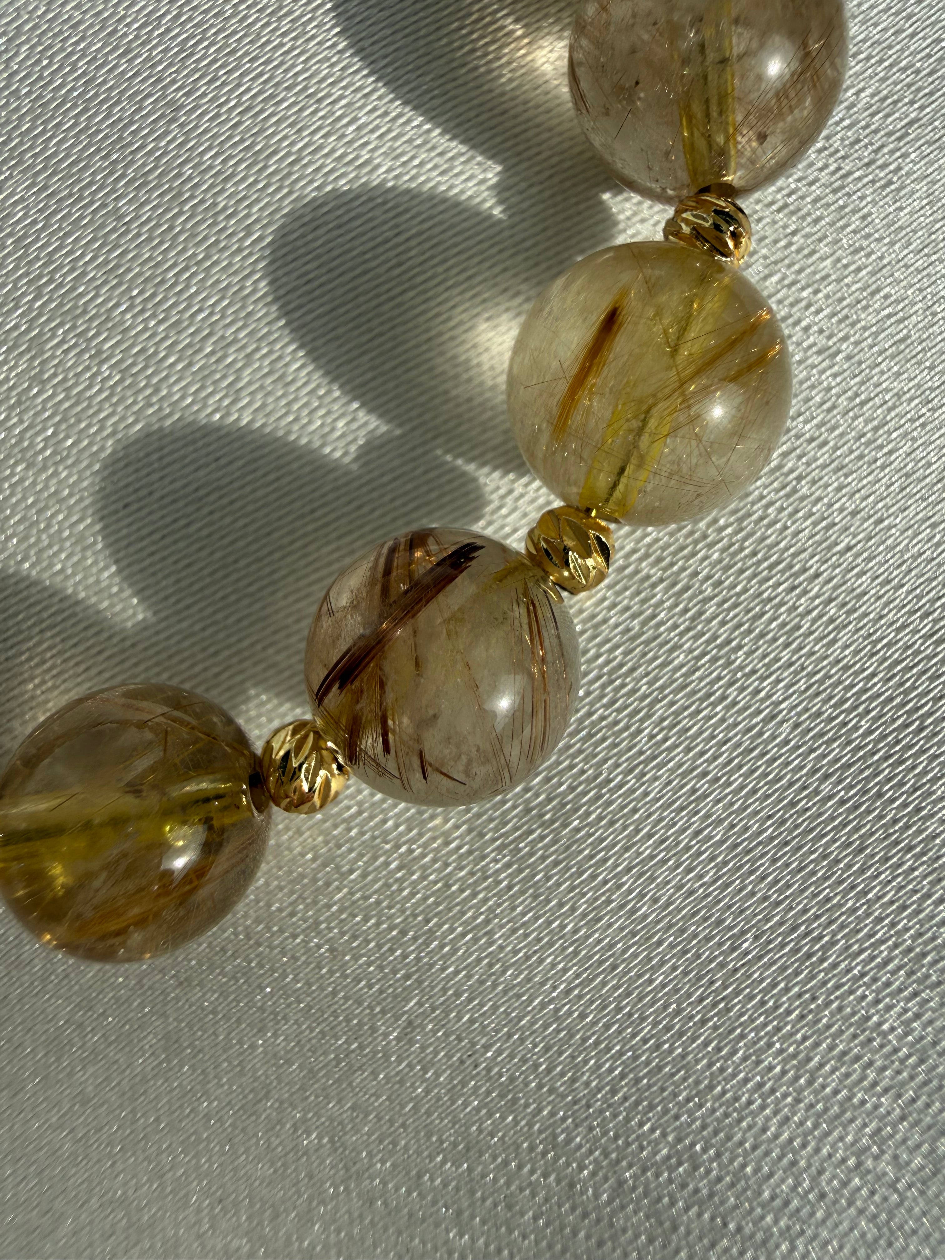 Gold Rutil Kuvars Bileklik