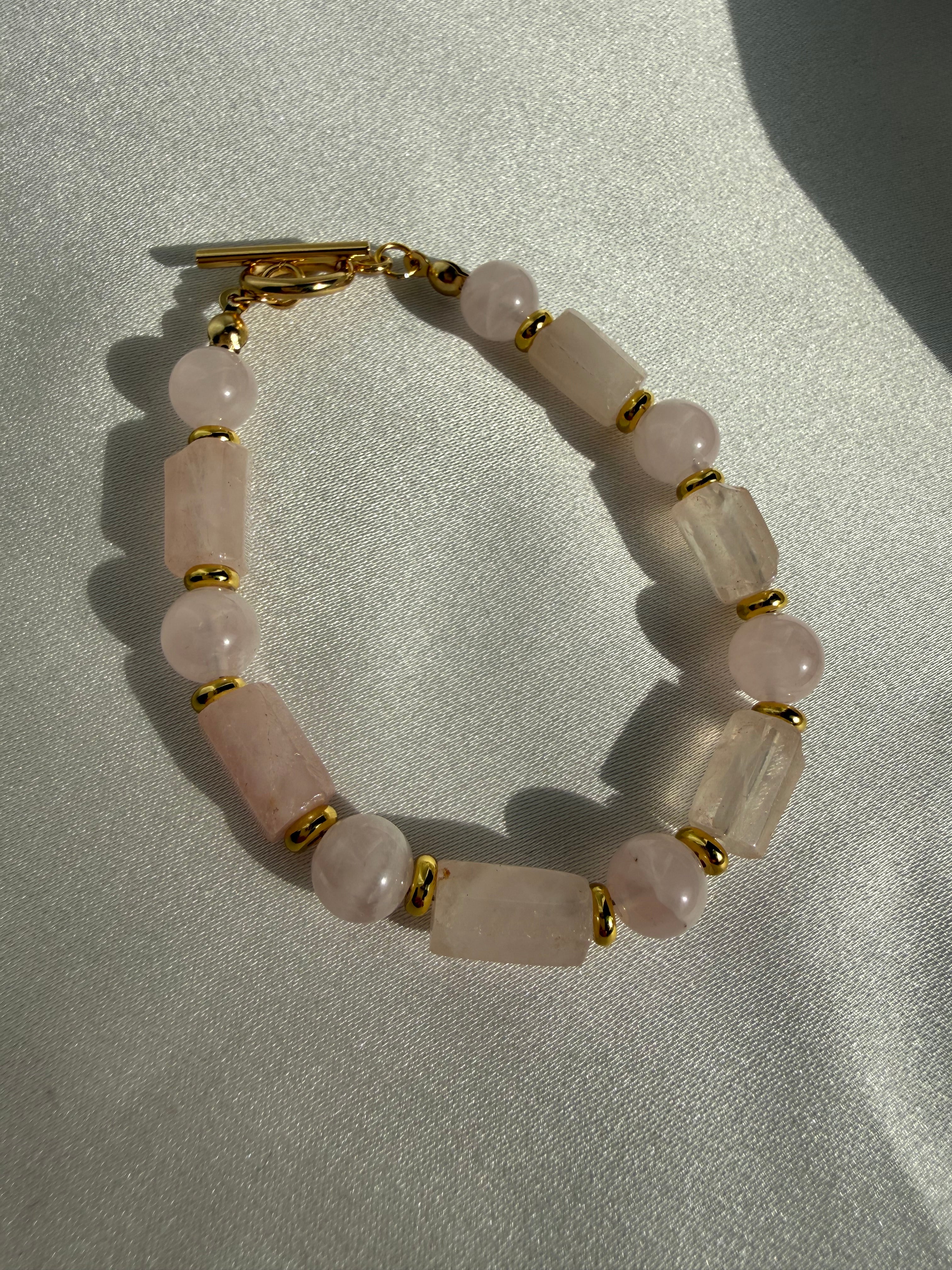 Pembe Kuvars Tokalı Bileklik