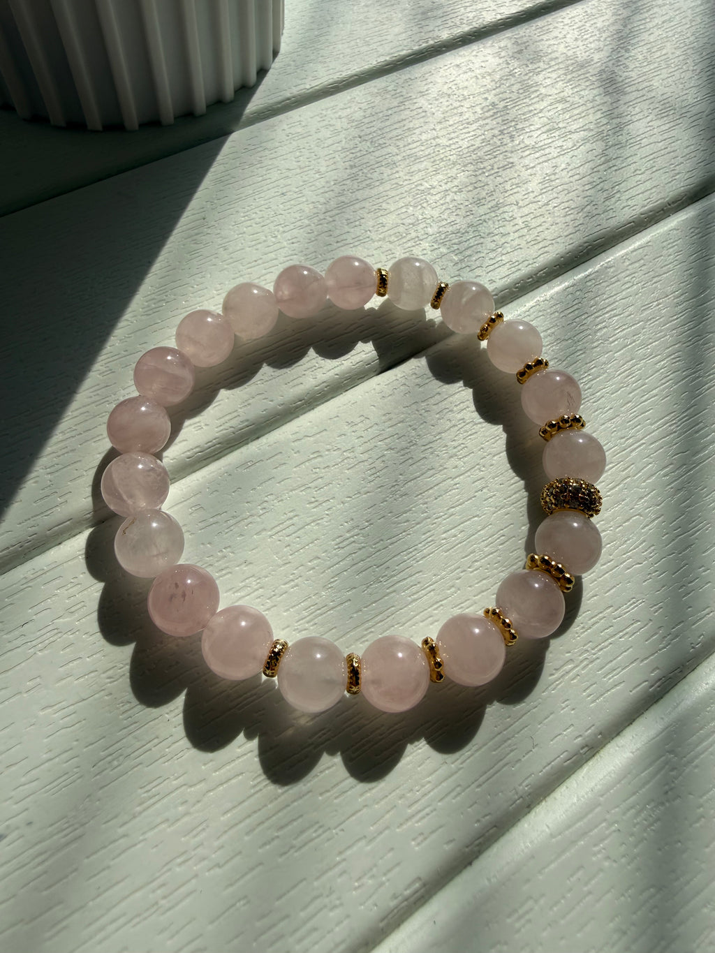 Pembe Kuvars Lastikli Bileklik