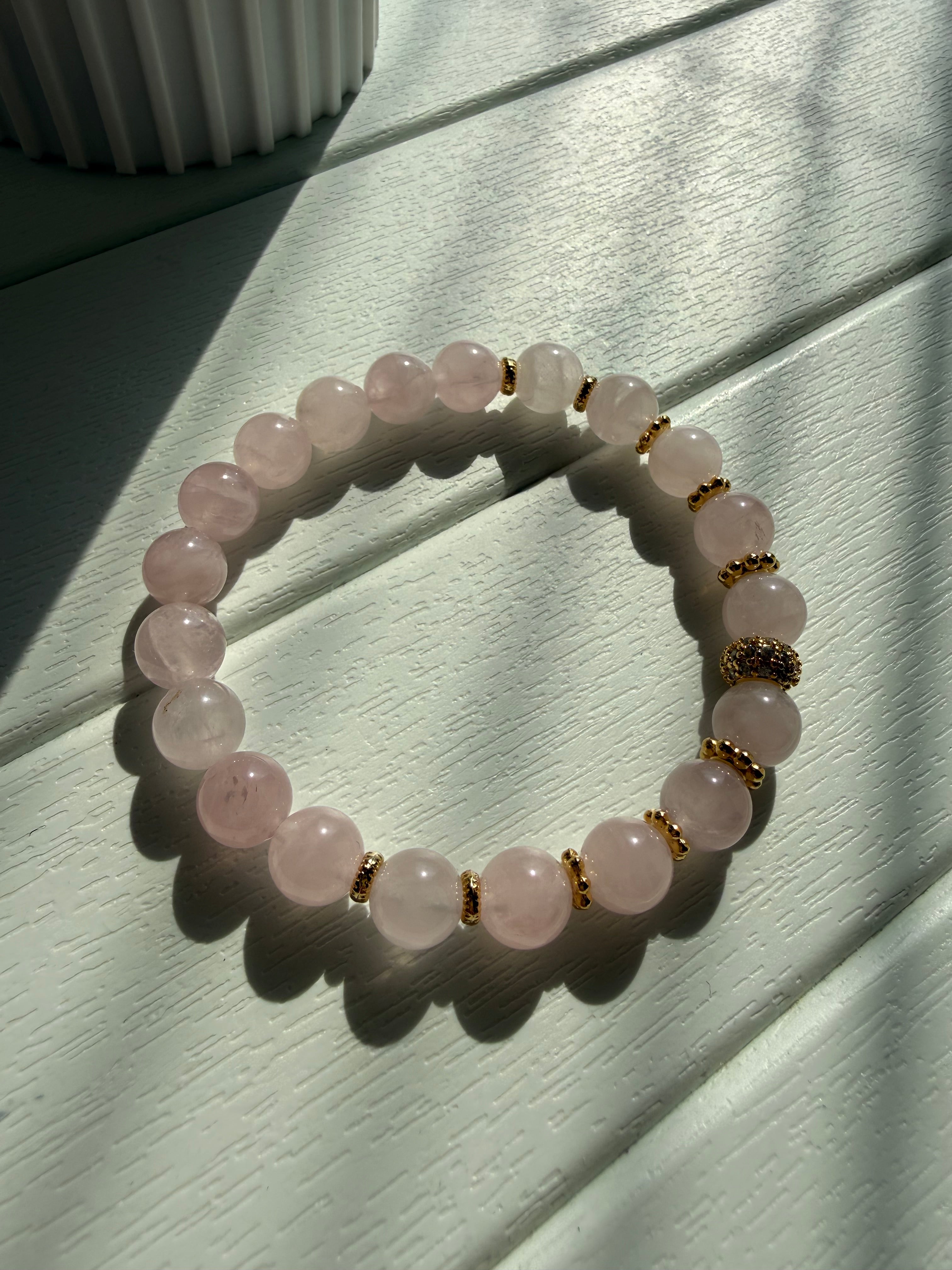 Pembe Kuvars Lastikli Bileklik