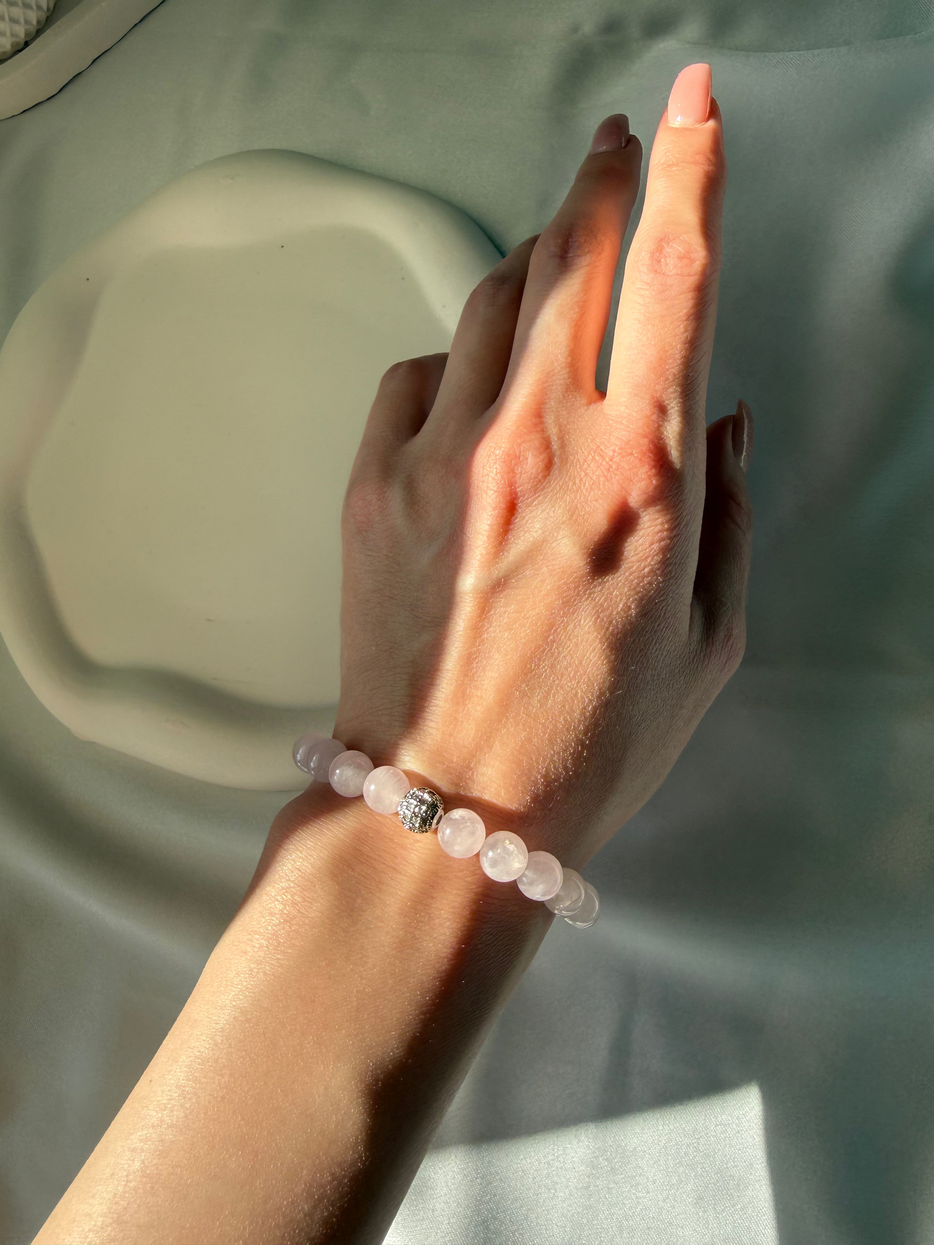 Pembe Kuvars Esnek Bileklik