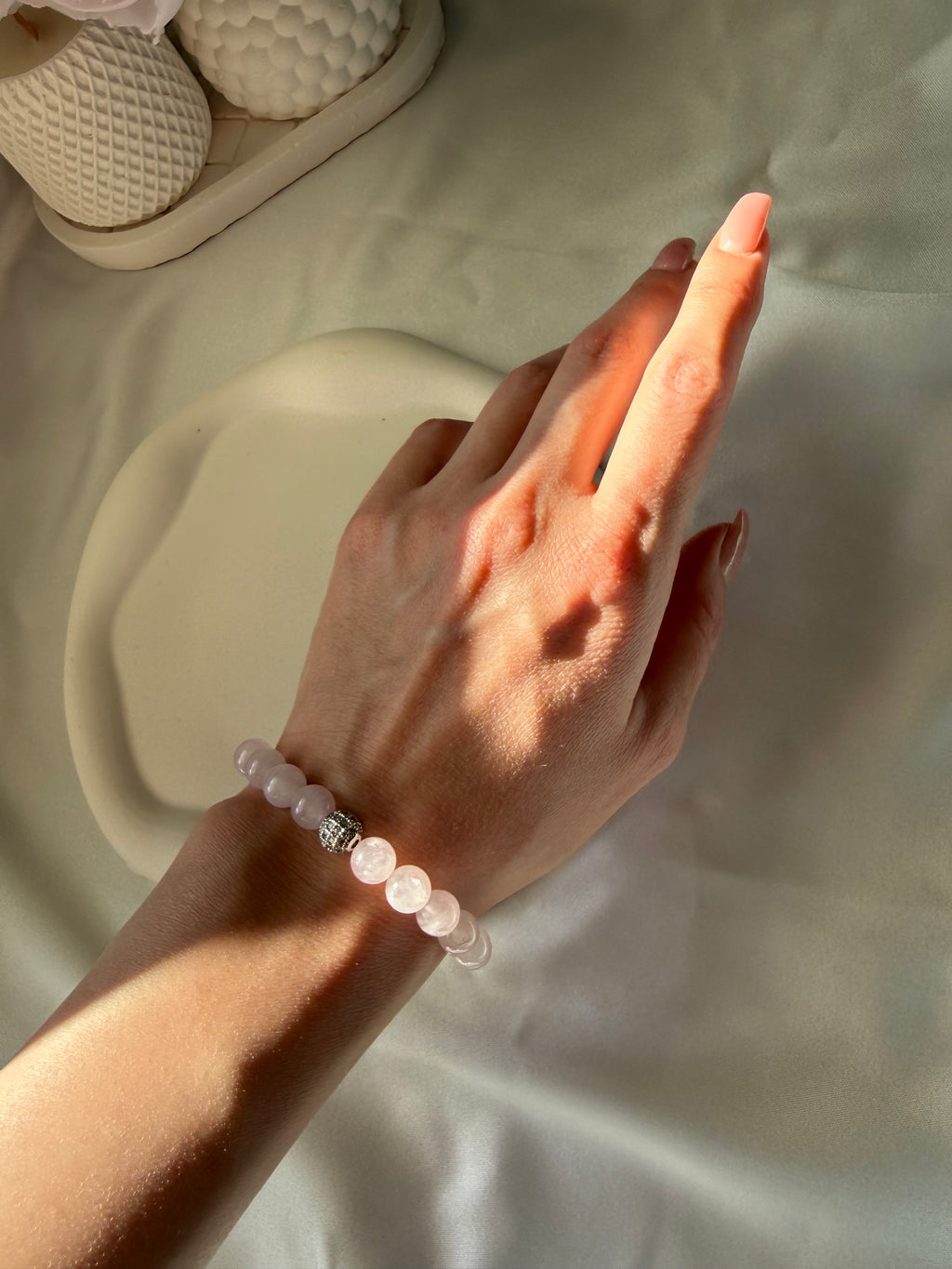 Pembe Kuvars Esnek Bileklik