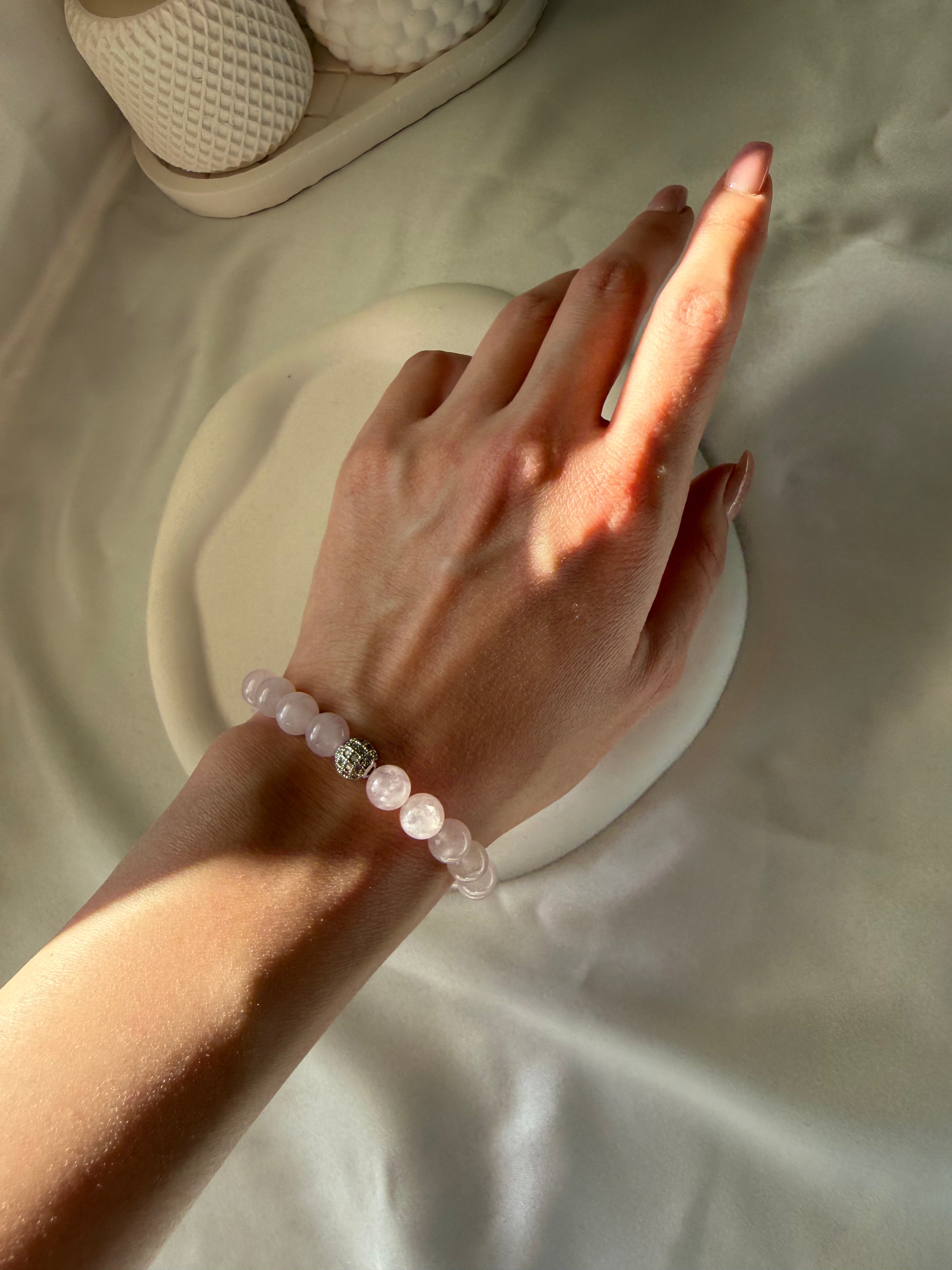 Pembe Kuvars Esnek Bileklik